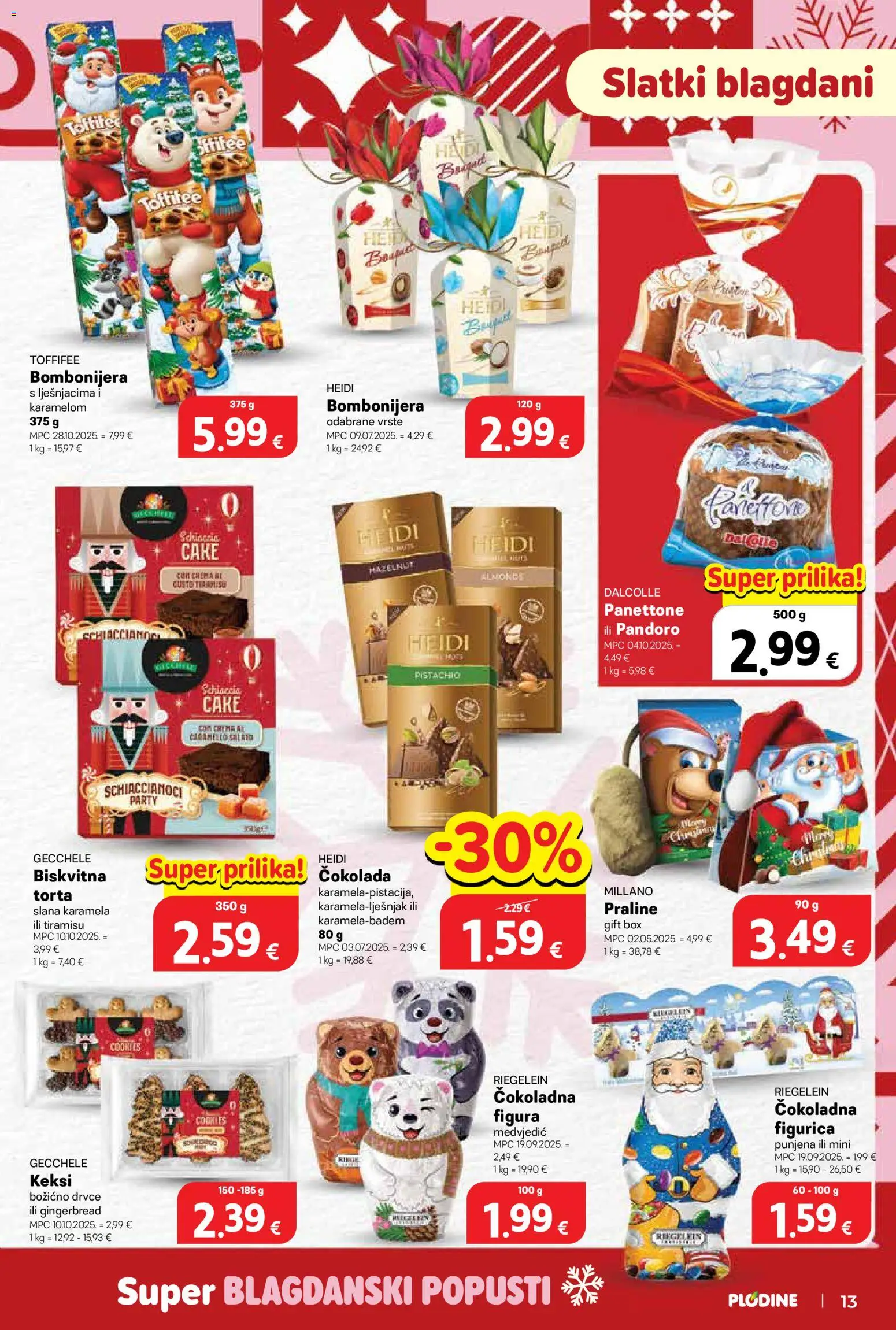 Plodine katalog | vrijedi od 10.12.2025 | Stranica: 13 | Proizvodi: Panettone, Praline, Keksi, Bombonijera