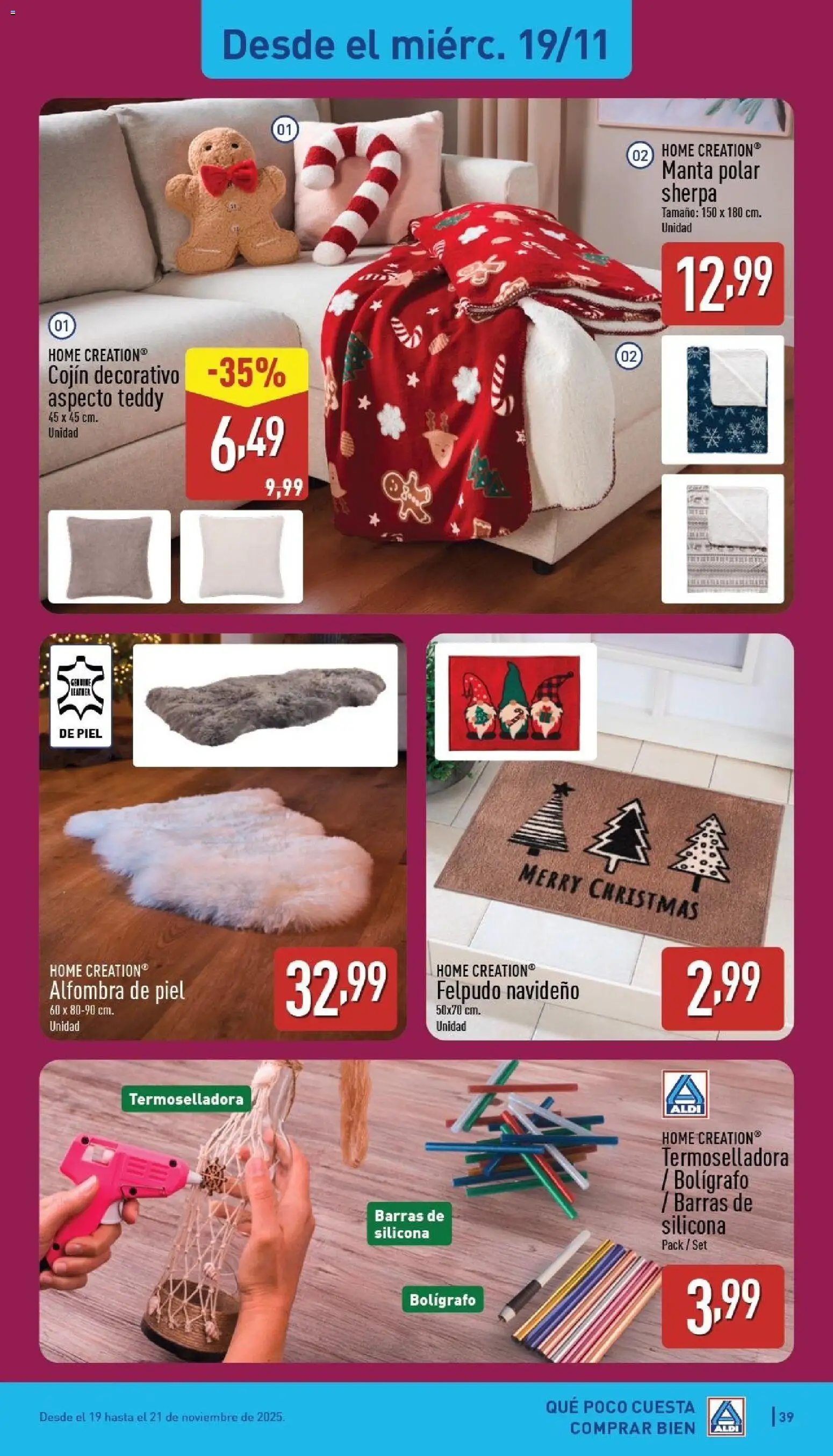 Aldi folleto Canarias │ válido desde el 17.11.2025 | Página: 39 | Productos: Manta, Cojín, Alfombra, Felpudo