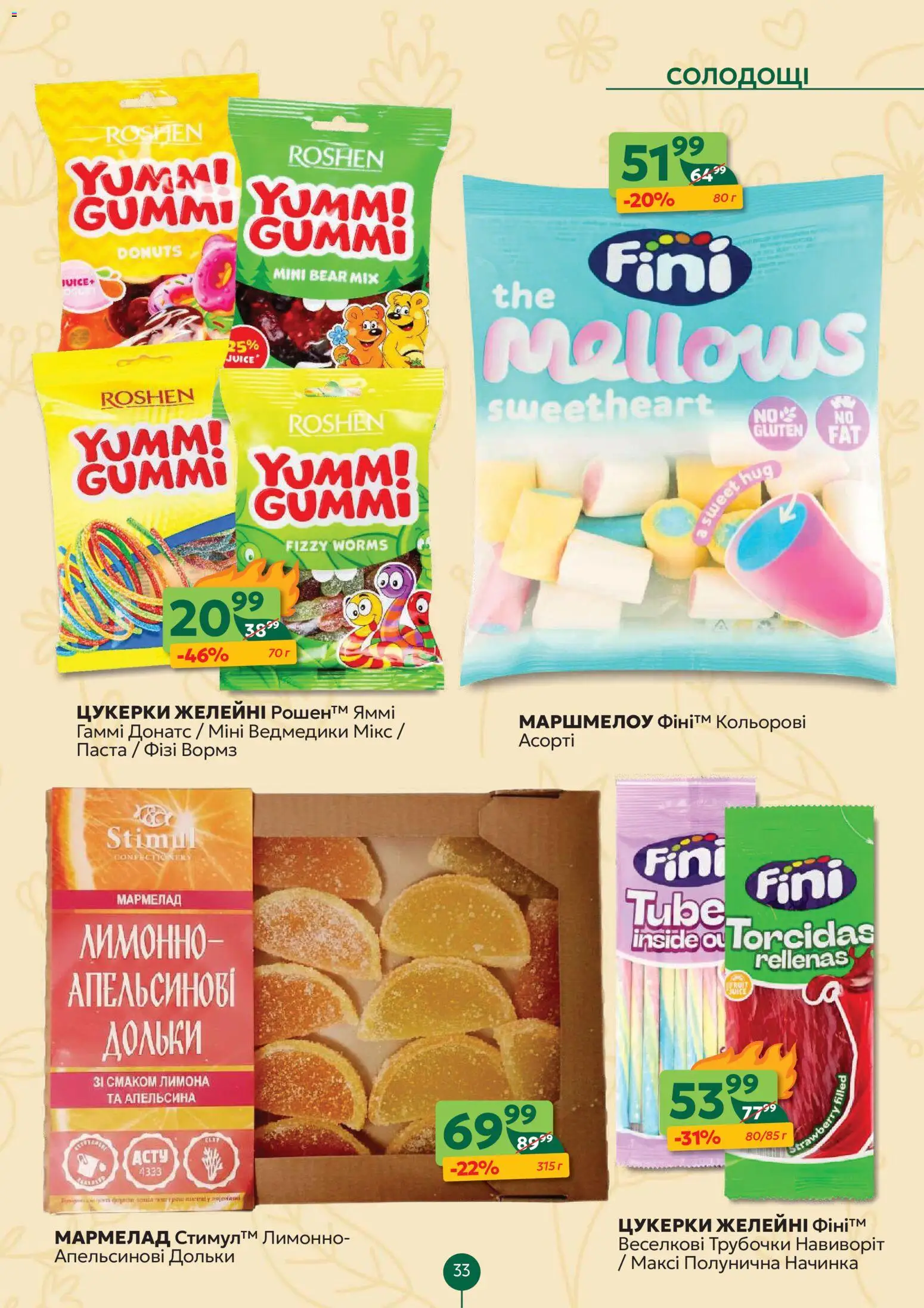 Близенько Kаталог - дійснийкції з 13.04.2026 | Сторінка: 33 | Товари: Цукерки, Мармелад