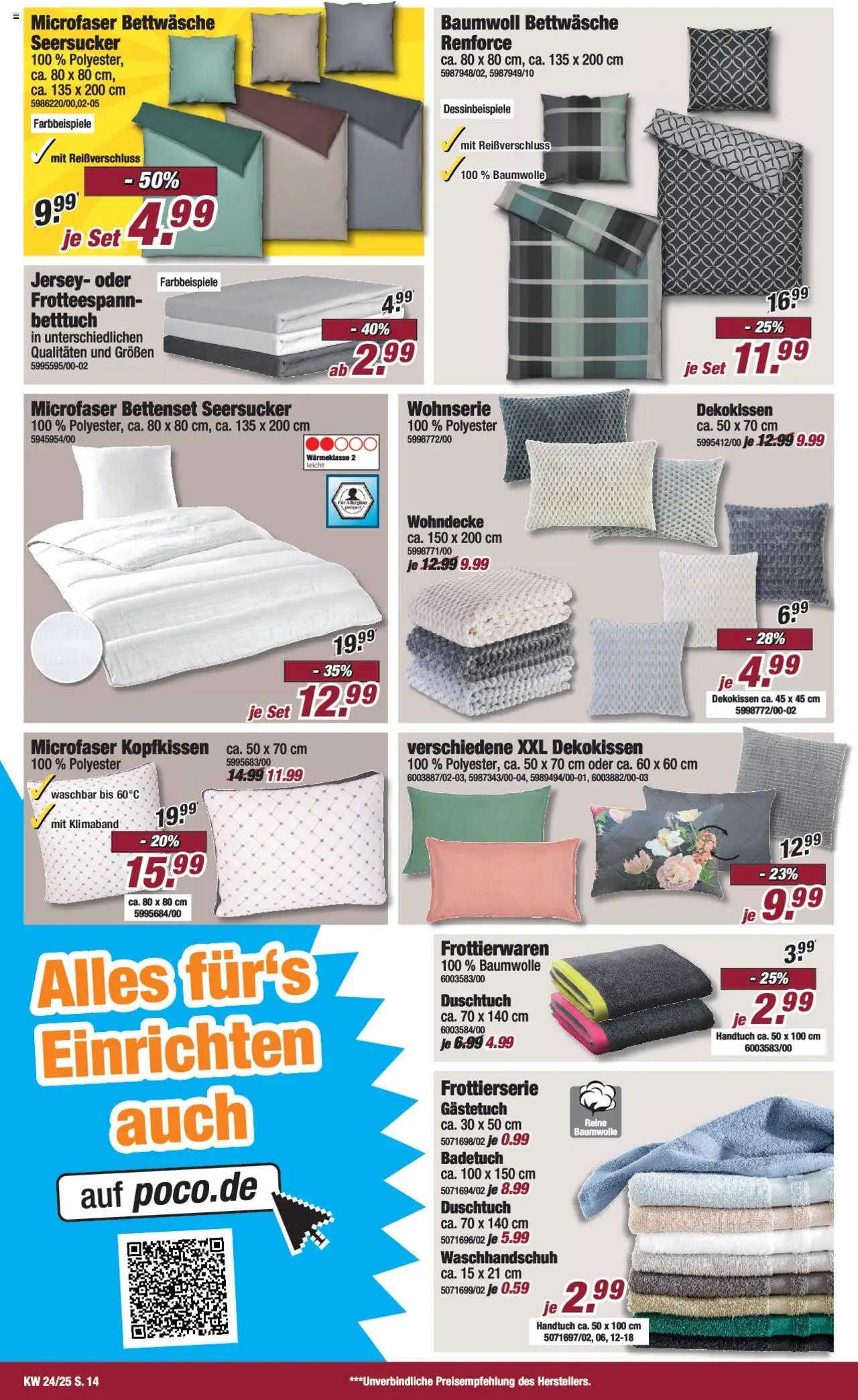 Poco Prospekt 	 - gültig ab dem 07.06.2025 | Seite: 14 | Produkte: Bettwäsche, Kopfkissen, Bettenset
