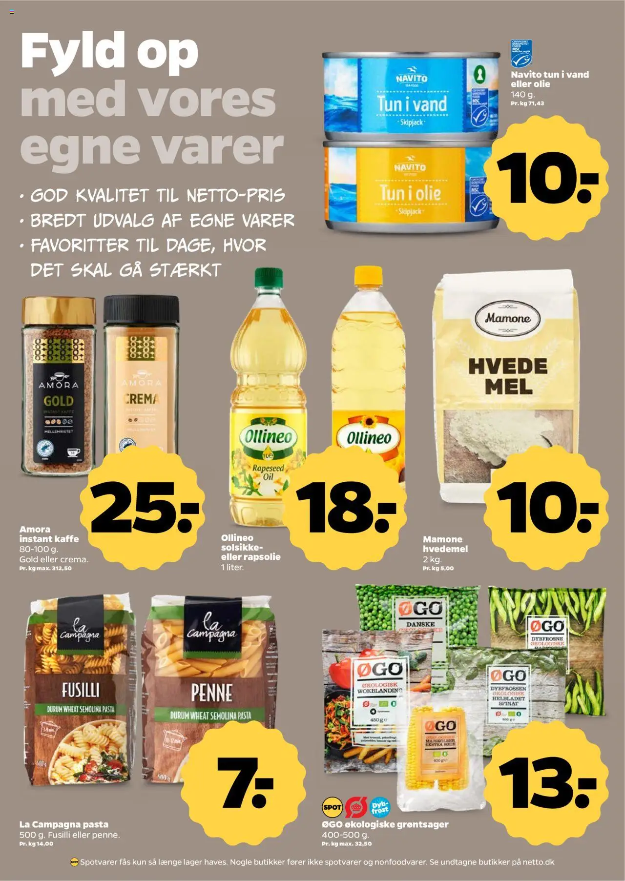 Netto Tilbudsavis gyldig fra 02.08.2025 | Side: 19 | Produkter: Kaffe, Pasta, Hvedemel, Spinat