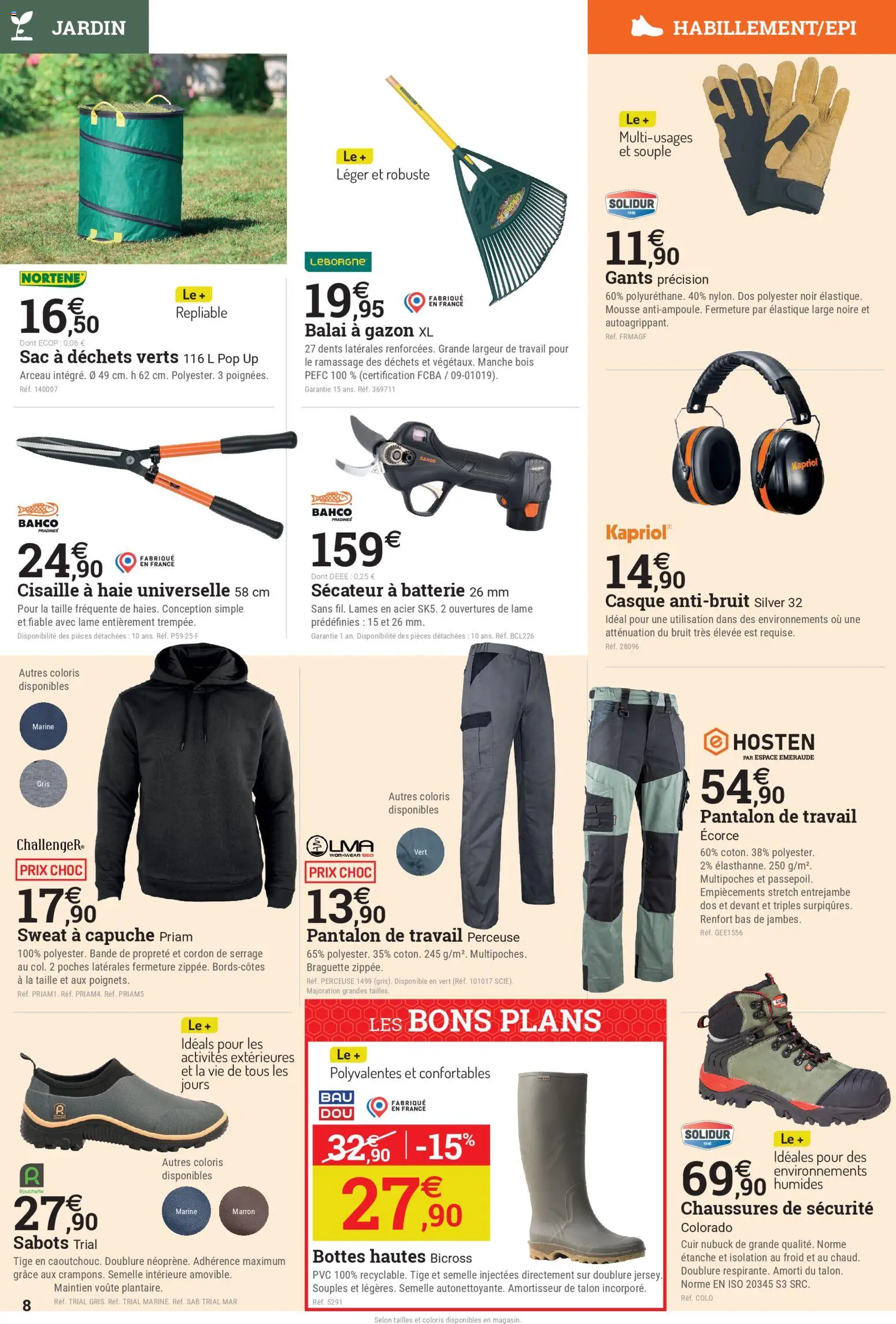 {H1} | Page: 8 | Produits: Cisaille à haie, Mousse, Sweat à capuche, Pantalon