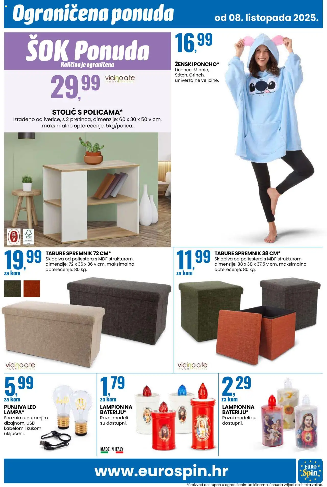 Eurospin katalog | vrijedi od 08.10.2025 | Stranica: 15 | Proizvodi: Stolić, Sok, Lampion, Tabure