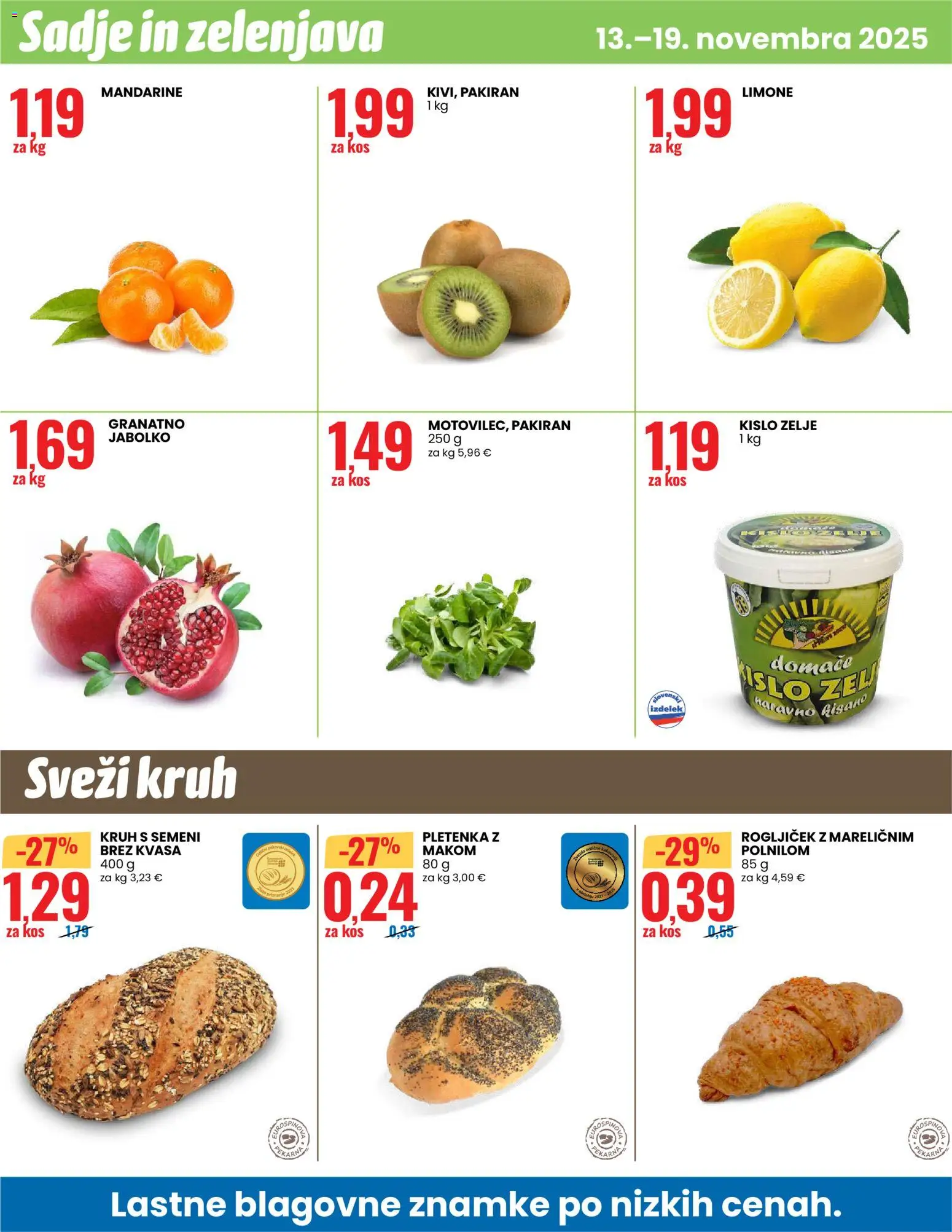 Novi Eurospin katalog ponudbe – veljaven od 13.11.2025 | Stran: 12 | Izdelki: Kruh, Mandarine, Sadje, Zelje