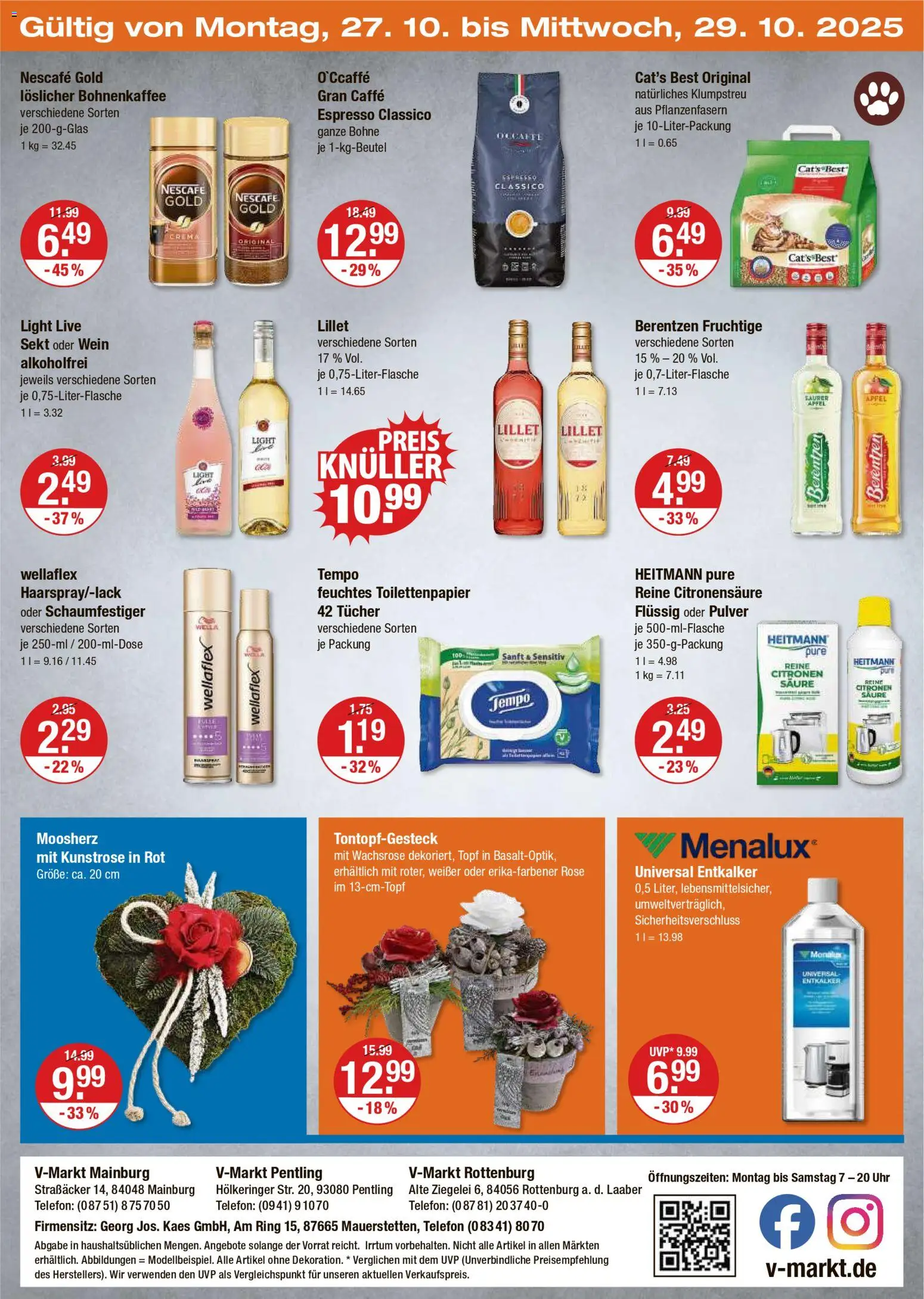 V-Markt - Hallertau / Oberpfalz – gültig ab 23.10.2025 | Seite: 24 | Produkte: Nescafe, Tempo, Berentzen, Feuchtes Toilettenpapier