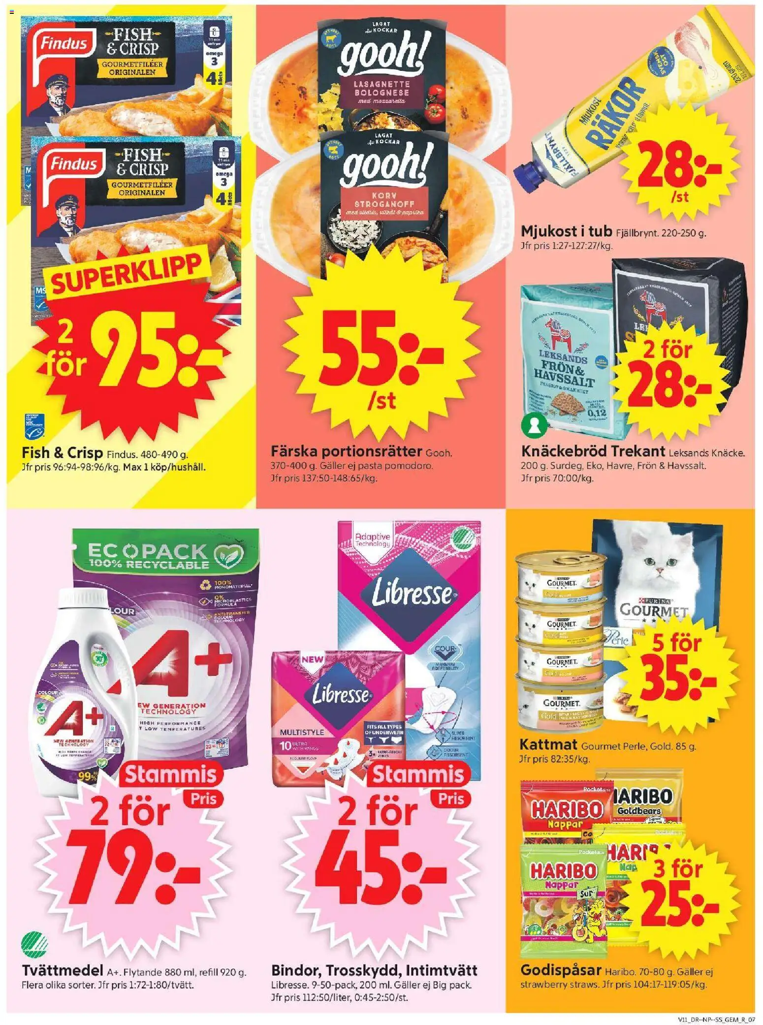 ICA Supermarket reklamblad aktuell från 09.03.2026 | Sida: 9 | Produkter: Galler, Räkor, Mjukost, Kattmat