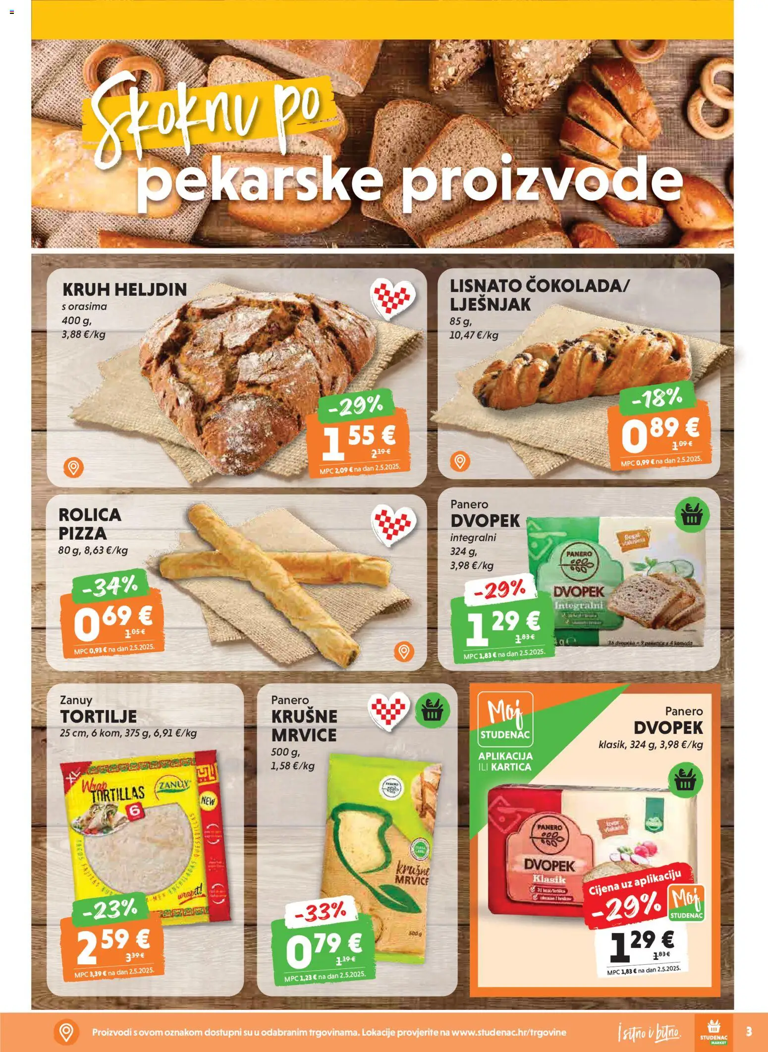 Studenac katalog | vrijedi od 15.04.2026 | Stranica: 3 | Proizvodi: Kruh, Pizza, Dvopek, Lješnjak