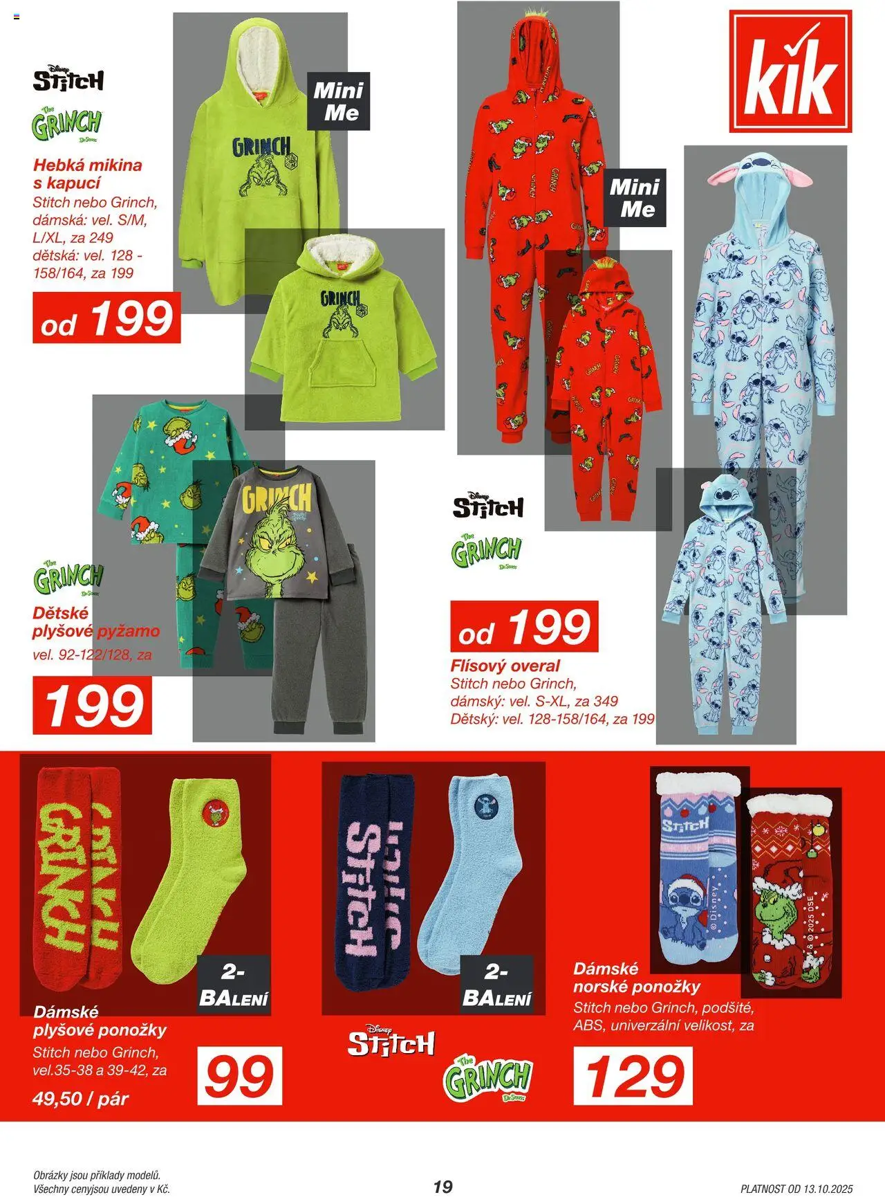 Kik leták od 13.10.2025 | Strana: 19 | Produkty: Mikina, Ponožky, Pyžamo, Stitch