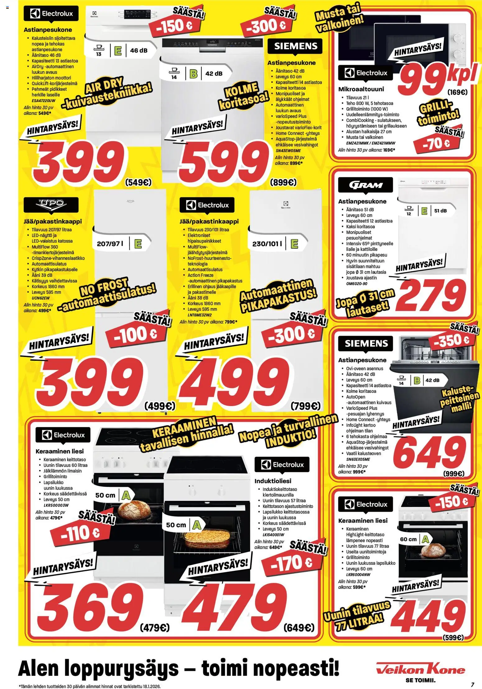 Veikon Kone tarjoukset – voimassa 19.01.2026 alkaen | Sivu: 7 | Tuotteet: Keittotaso, Mikroaaltouuni, Liesi, Grilli