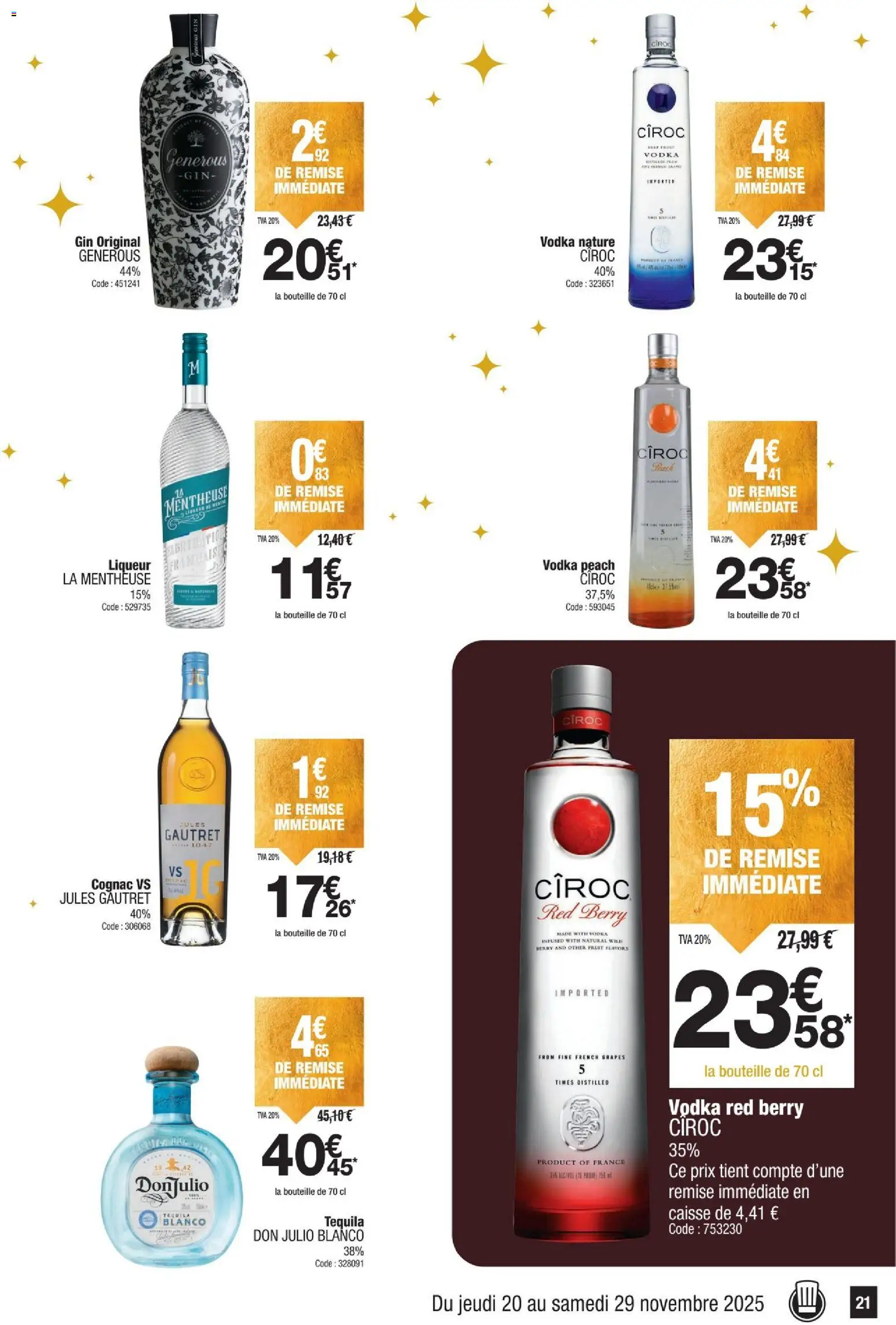 {H1} | Page: 21 | Produits: Vodka, Liqueur, Tequila, Gin