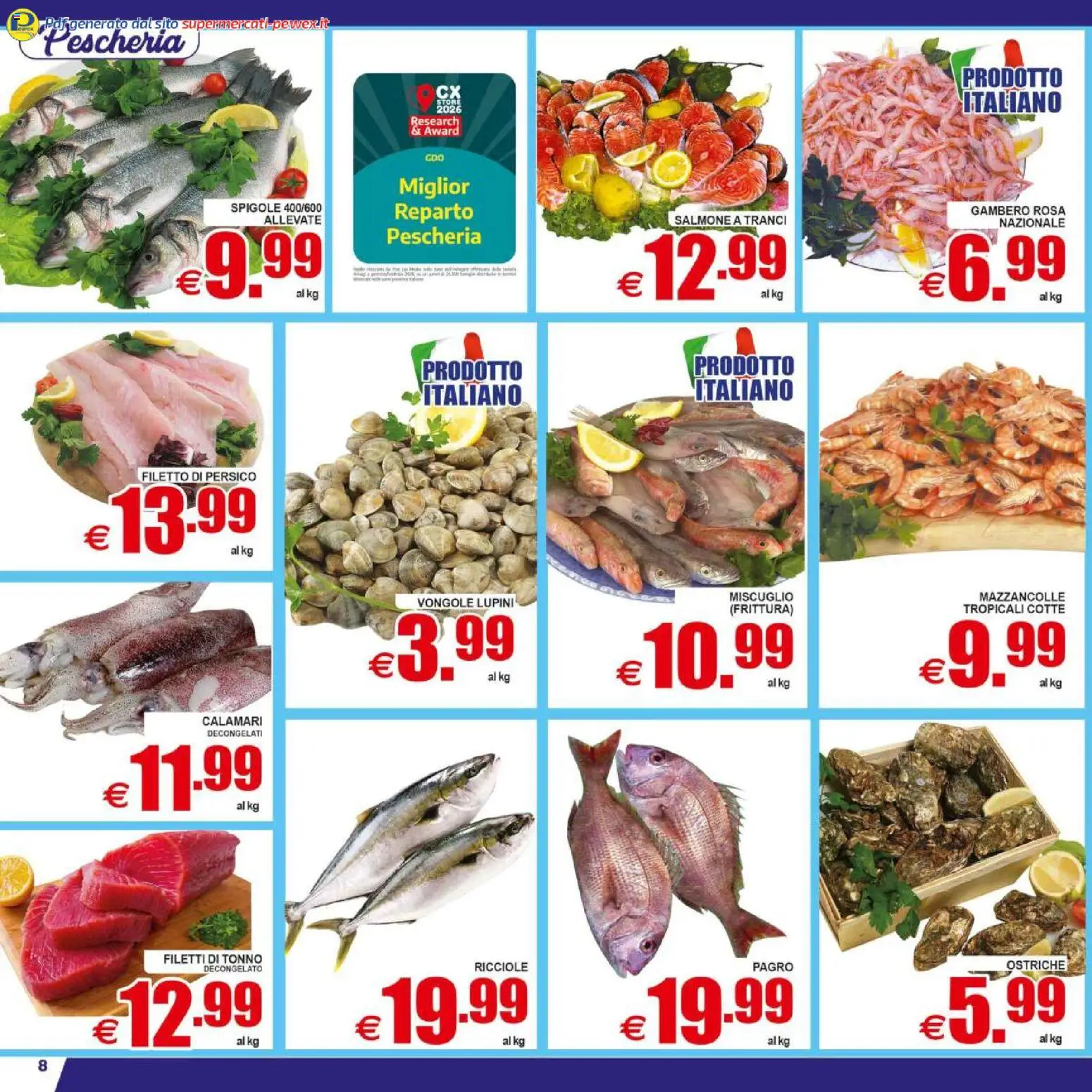 Volantino Pewex del 29.04.2026 | Pagina: 8 | Prodotti: Lupini, Salmone, Mazzancolle, Tonno