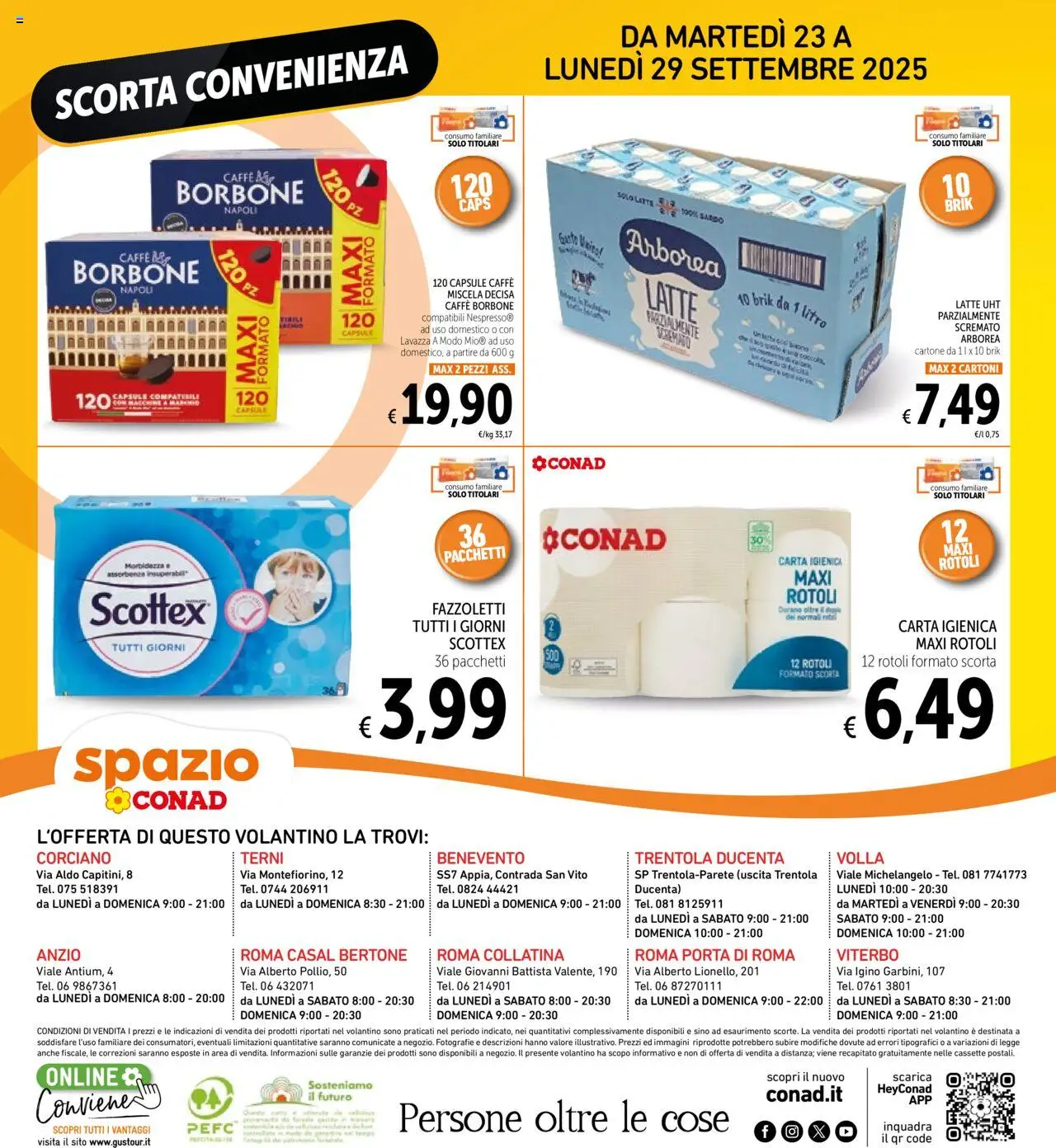 Volantino Spazio Conad del 23.09.2025 | Pagina: 8 | Prodotti: Carta igienica, Caffè, Fazzoletti, Lavazza