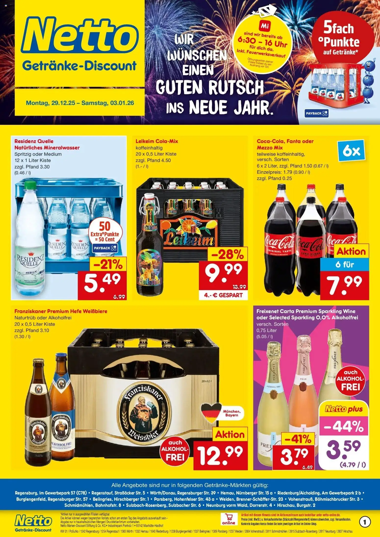 Netto Marken-Discount prospekt Parsberg	 – gültig ab 28.12.2025 | Seite: 1 | Produkte: Franziskaner, Fanta, Freixenet, Mineralwasser