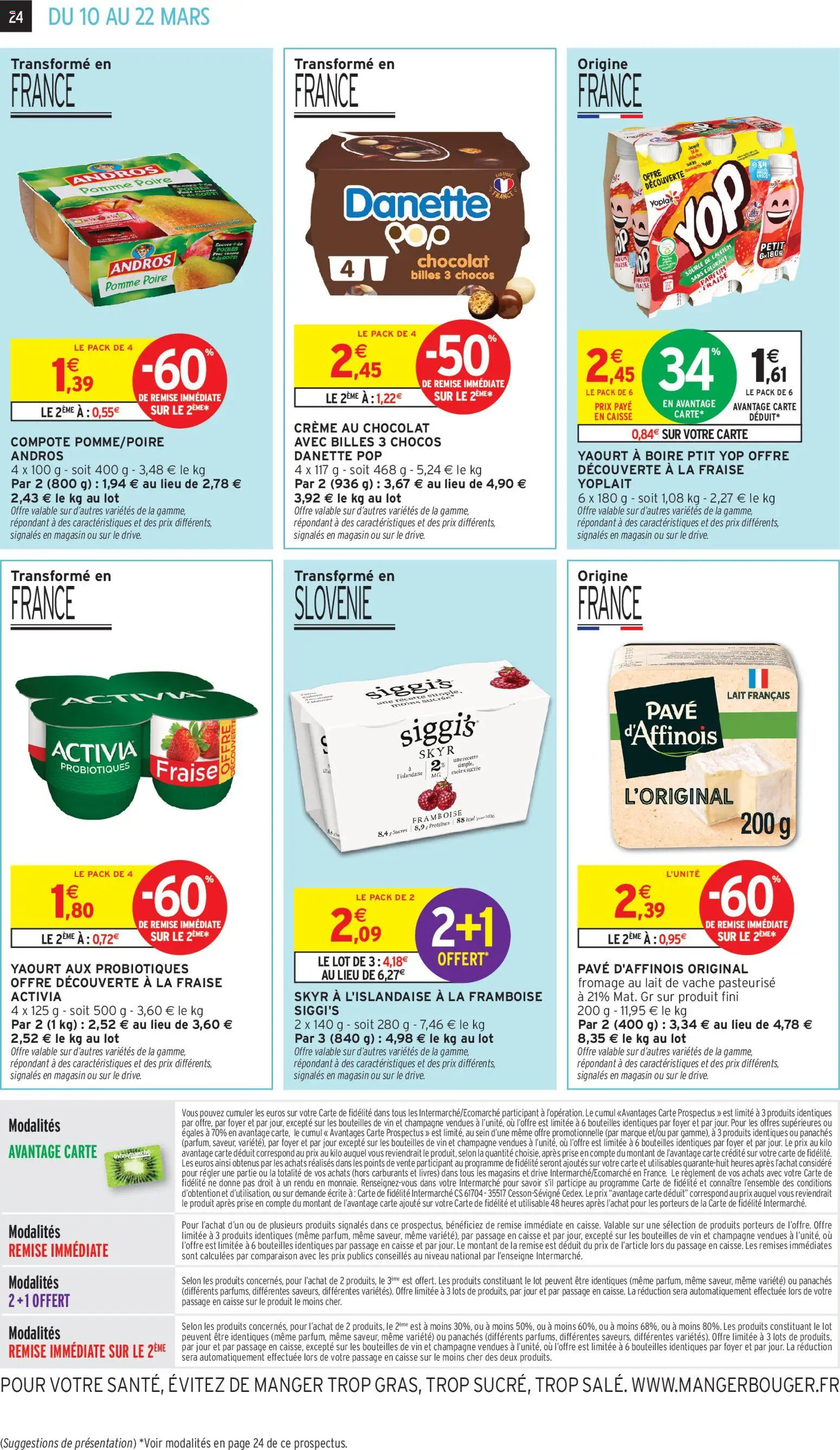 {H1} | Page: 24 | Produits: Poire, Parfum, Yaourt à boire, Crème au chocolat