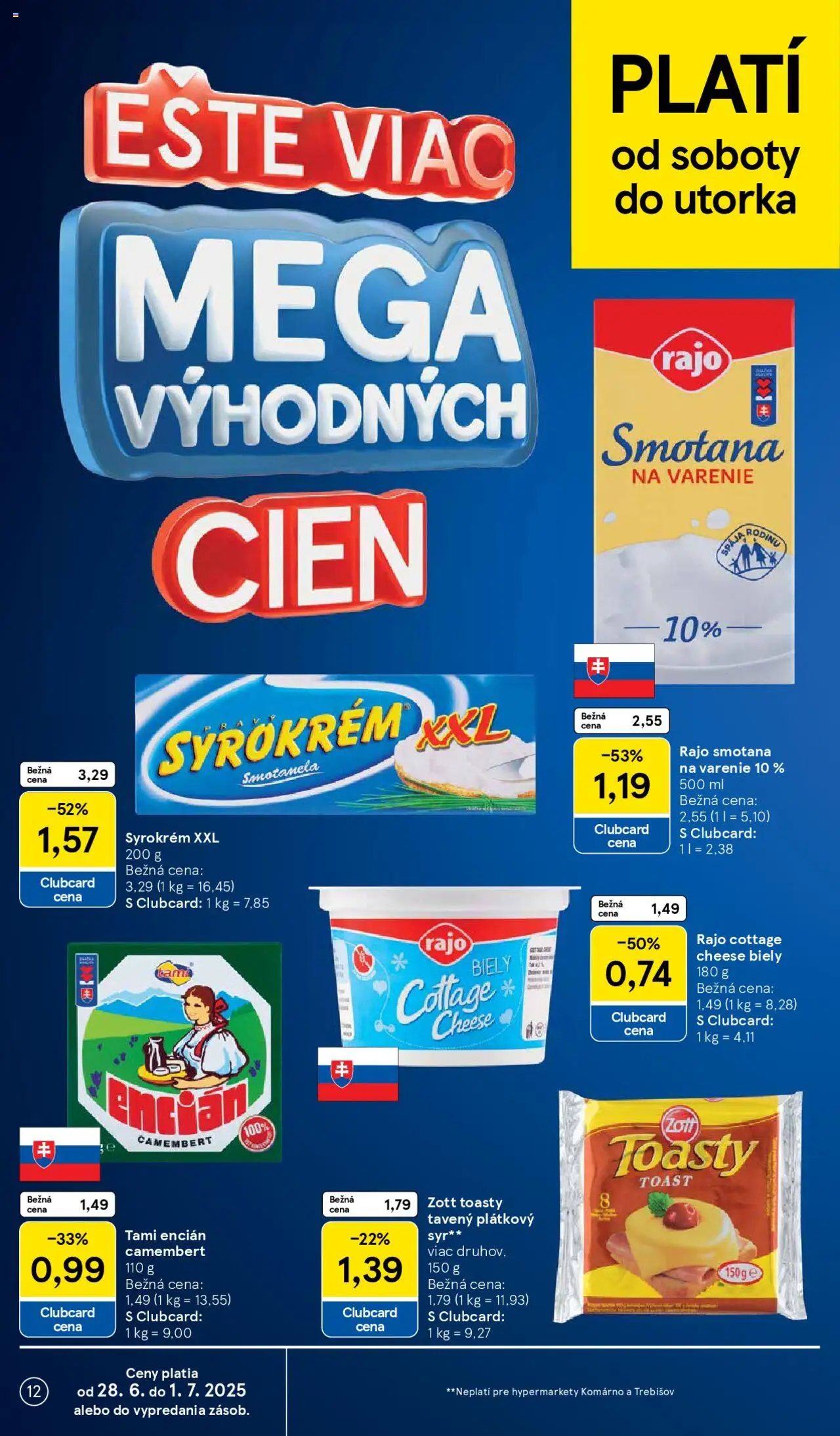 Tesco Hypermarket - leták │ platný od 25.06.2025 | Strana: 12 | Produkty: Syr, Smotana, Encián