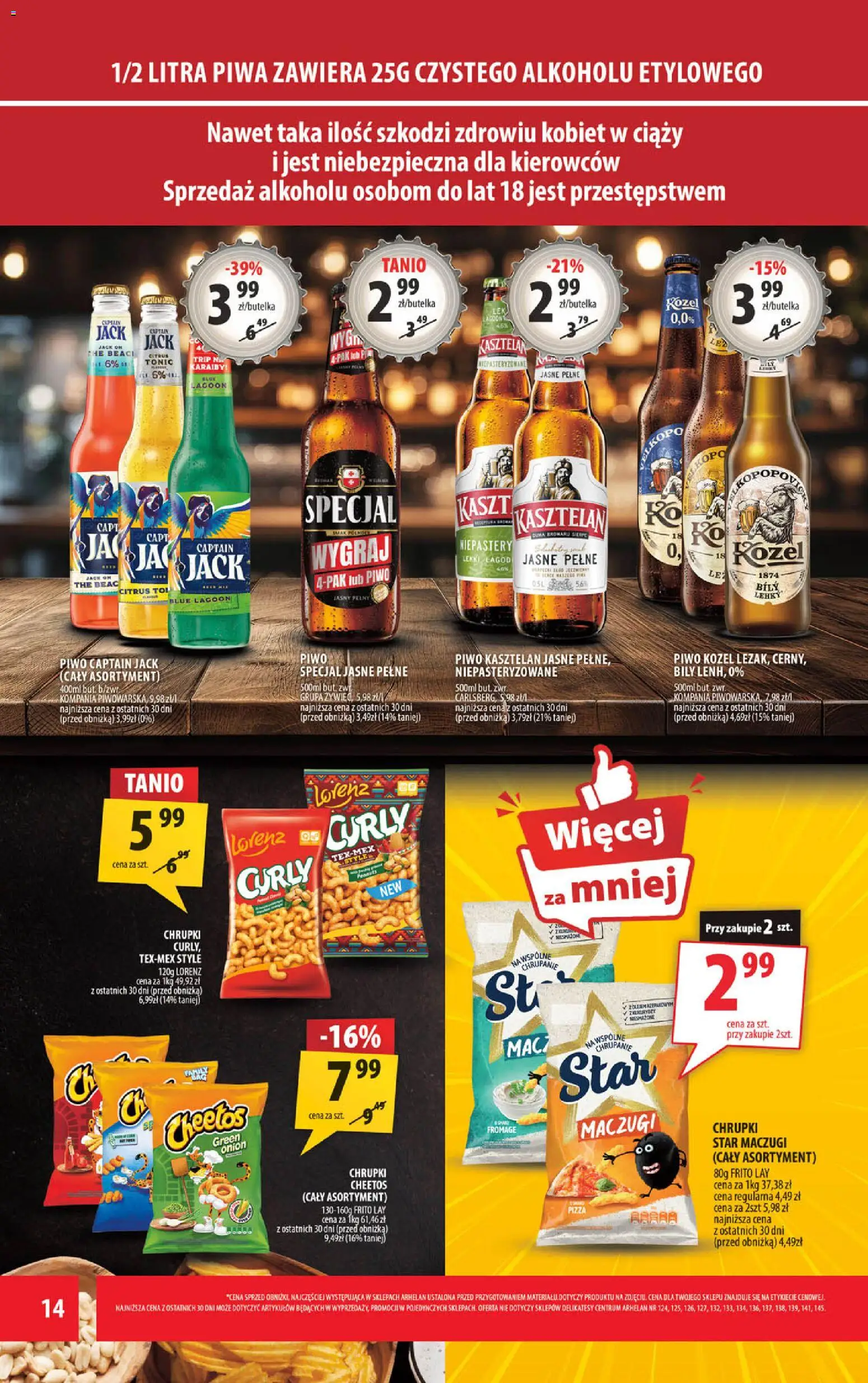 Arhelan gazetka od 08.04.2026 | Strona: 14 | Produkty: Delikatesy, Pizza, Piwo, Piwo kozel