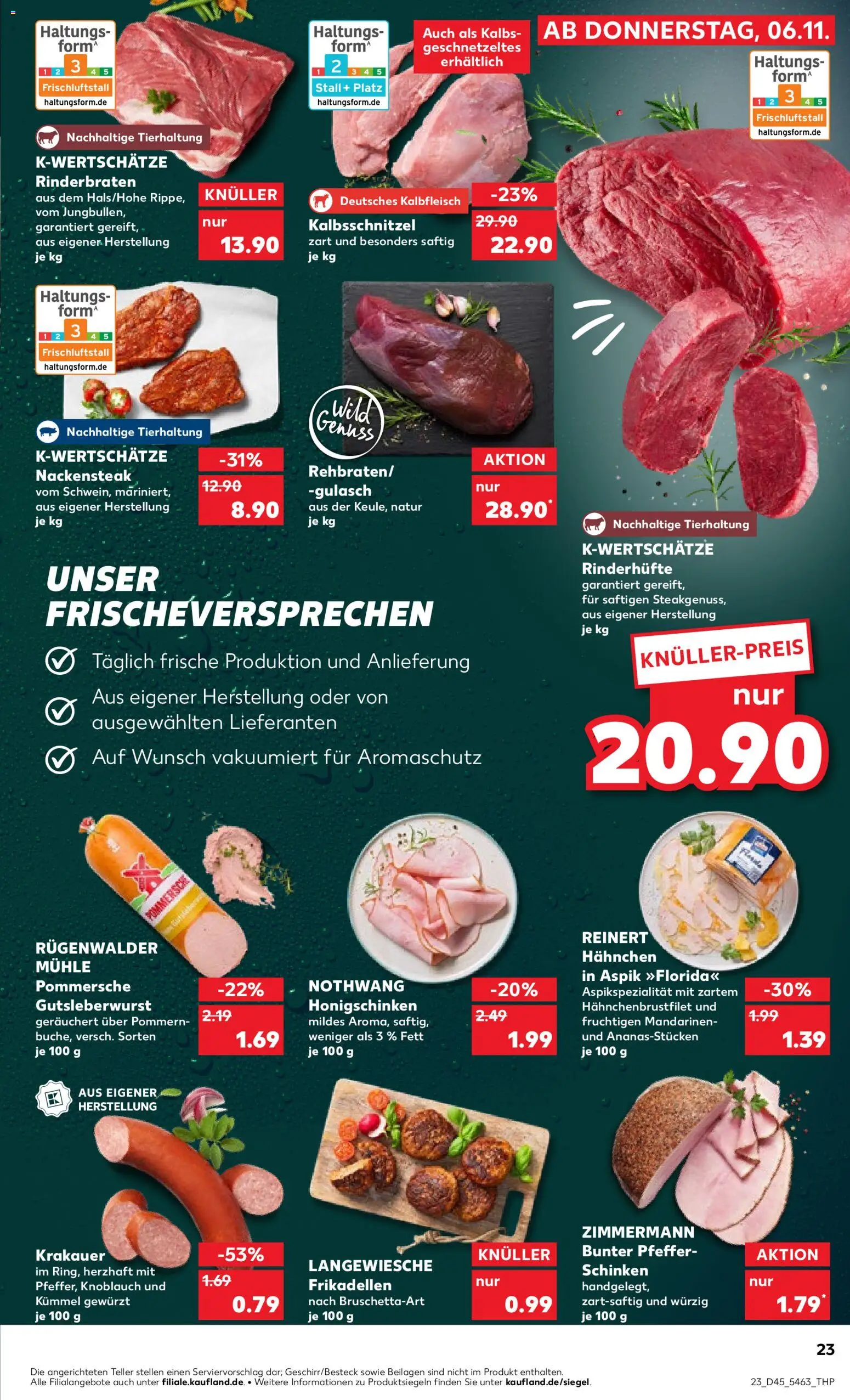 Kaufland prospekt Hamburg	 – gültig ab 06.11.2025 | Seite: 23 | Produkte: Rinderbraten, Mühle, Hahnchen, Schinken