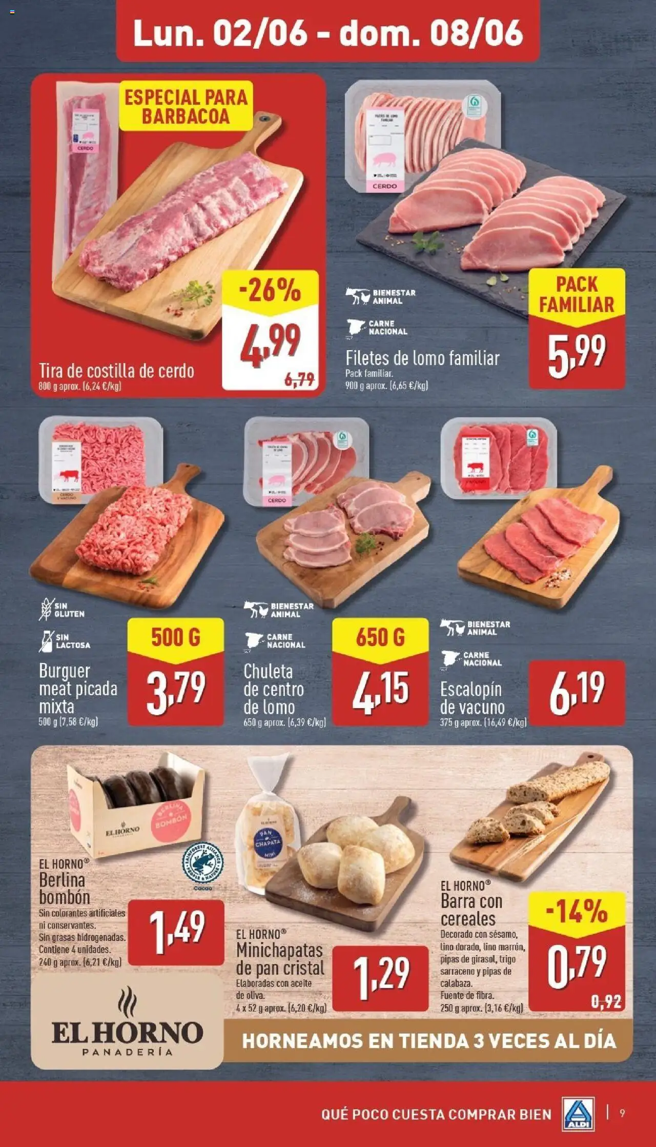 Aldi folleto Península │ válido desde el 02.06.2025 | Página: 9 | Productos: Cereales, Costilla de cerdo, Barbacoa, Horno