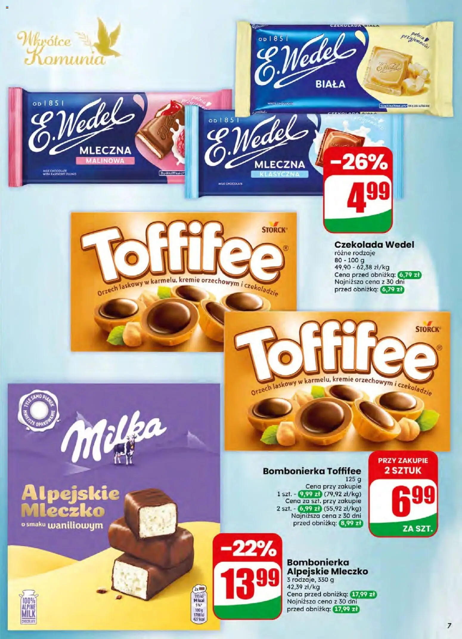 Dino gazetka od 15.04.2026 | Strona: 7 | Produkty: Bombonierka, Toffifee, Milka, Czekolada