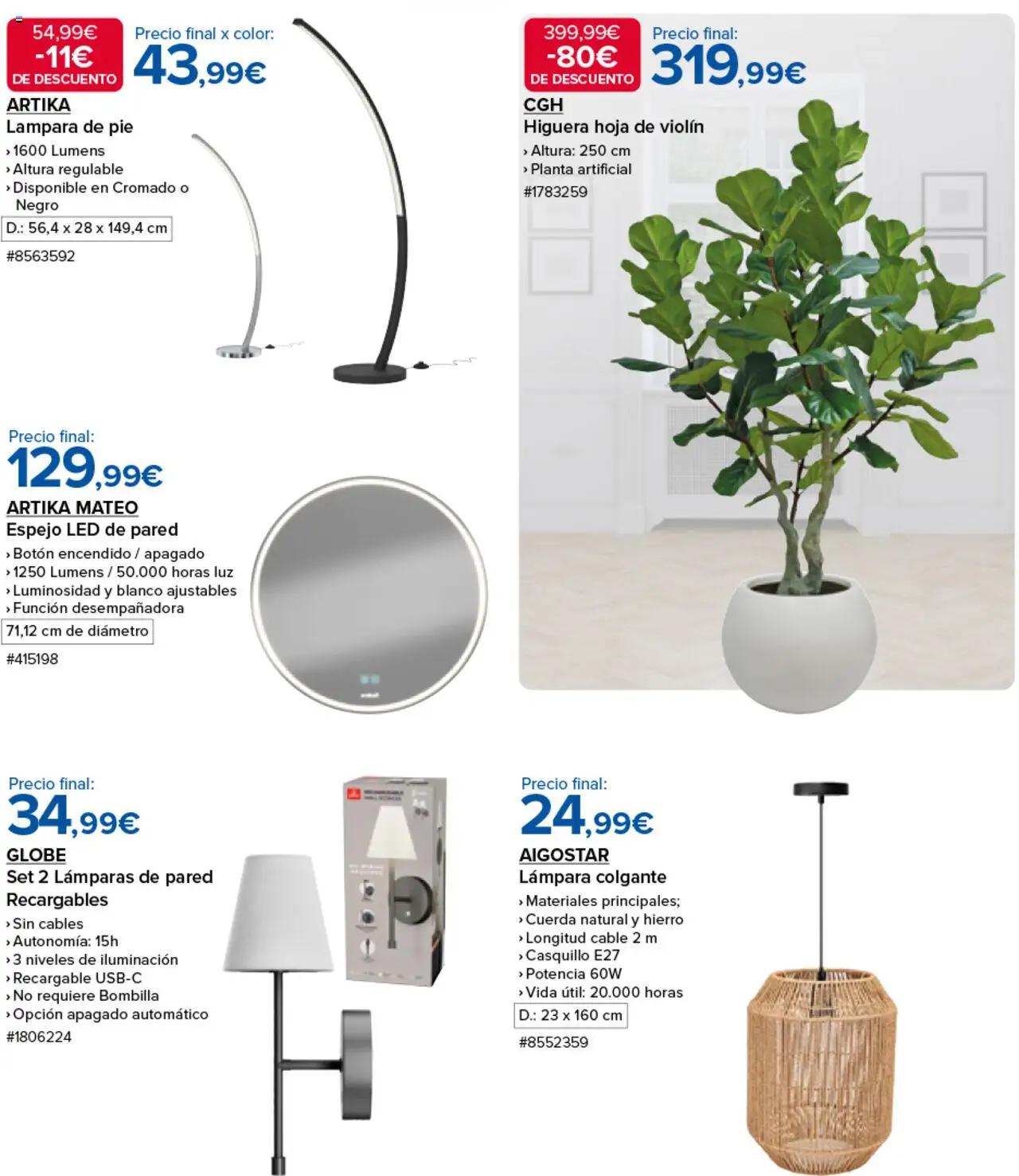 Costco catálogo │ válido desde el 19.09.2025 | Página: 2 | Productos: Cable, Απορρυπαντικό ρούχων σε σκόνη, Espejo, Lámpara