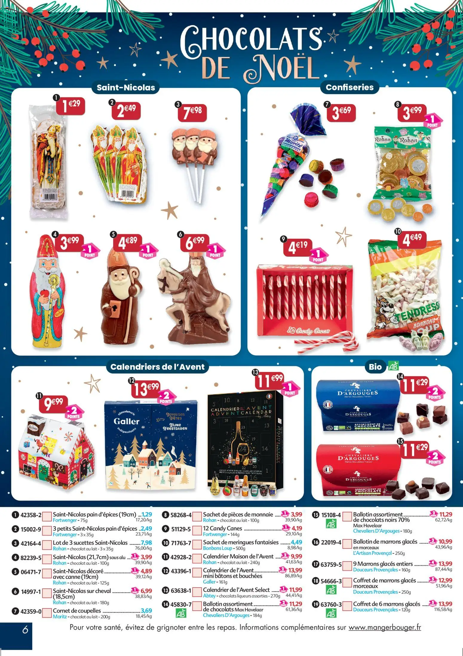 {H1} | Page: 6 | Produits: Glaces, Rohan chocolat, Lait, Pain