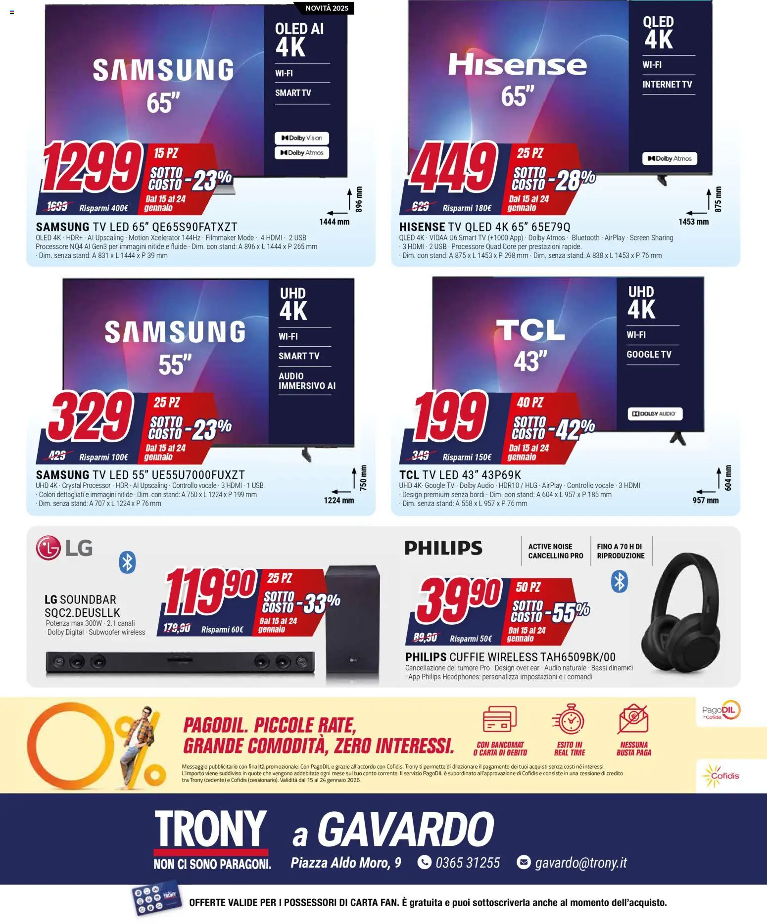 Volantino Trony del 15.01.2026 | Pagina: 8 | Prodotti: Soundbar, Cuffie, USB, Samsung