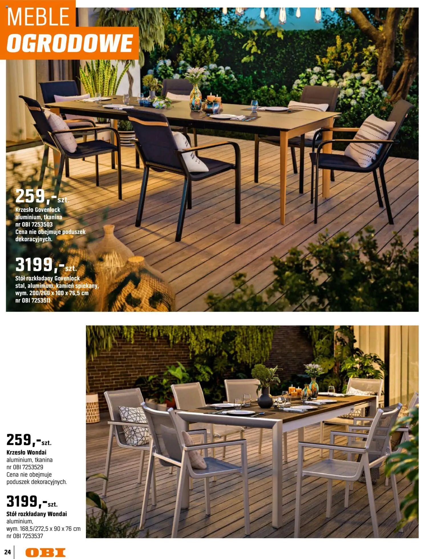 OBI gazetka - Ogród od 11.03.2026 | Strona: 24 | Produkty: Stół, Krzesło, Meble ogrodowe