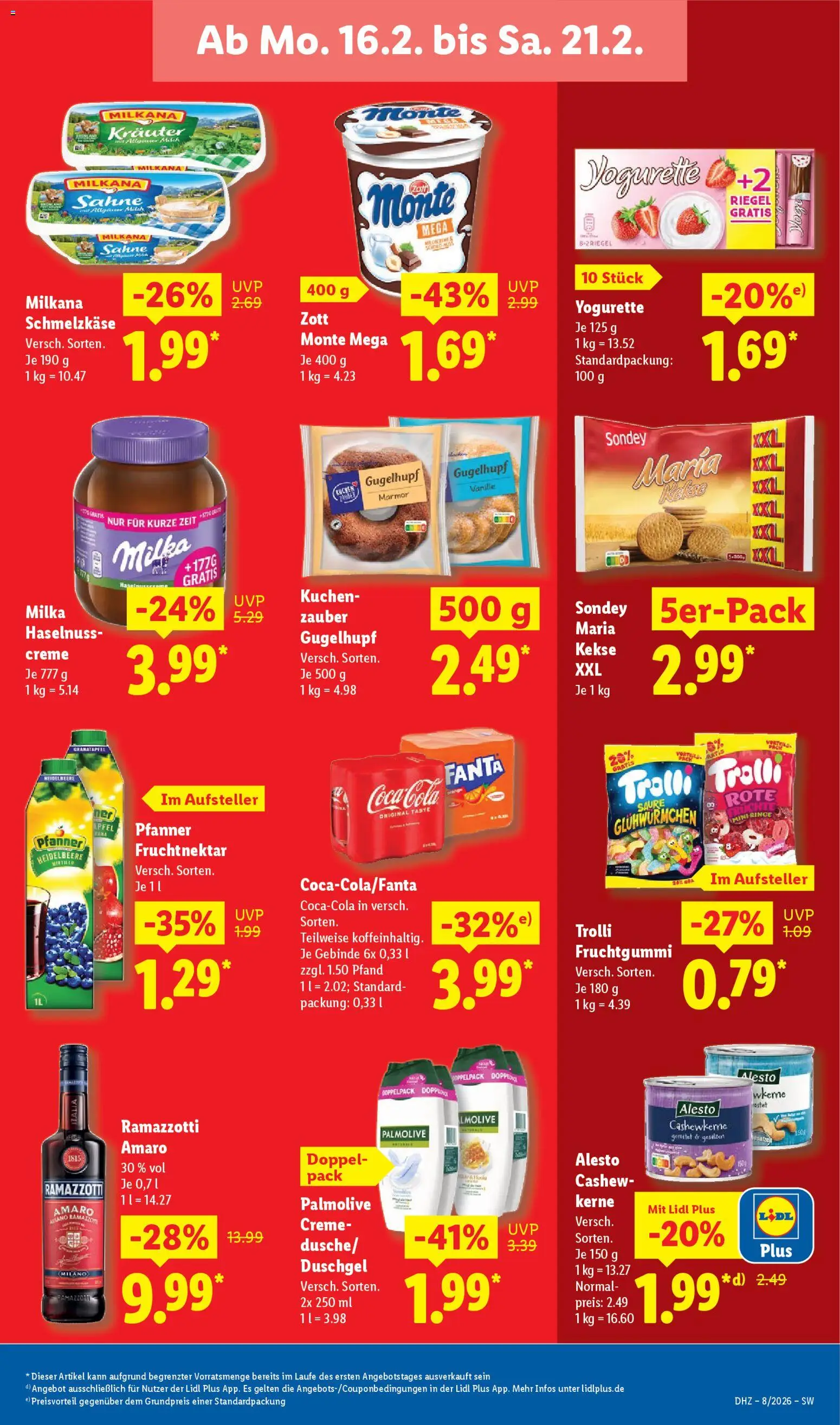 Lidl Prospekt Nagold – gültig ab 16.02.2026 | Seite: 19 | Produkte: Coca cola, Milkana, Milka, Kuchen