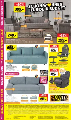 Sconto Prospekt 	 ab 13.10.2025 gültig | Seite: 12 | Produkte: Schlafsofa, Hocker, Kissen, Sessel