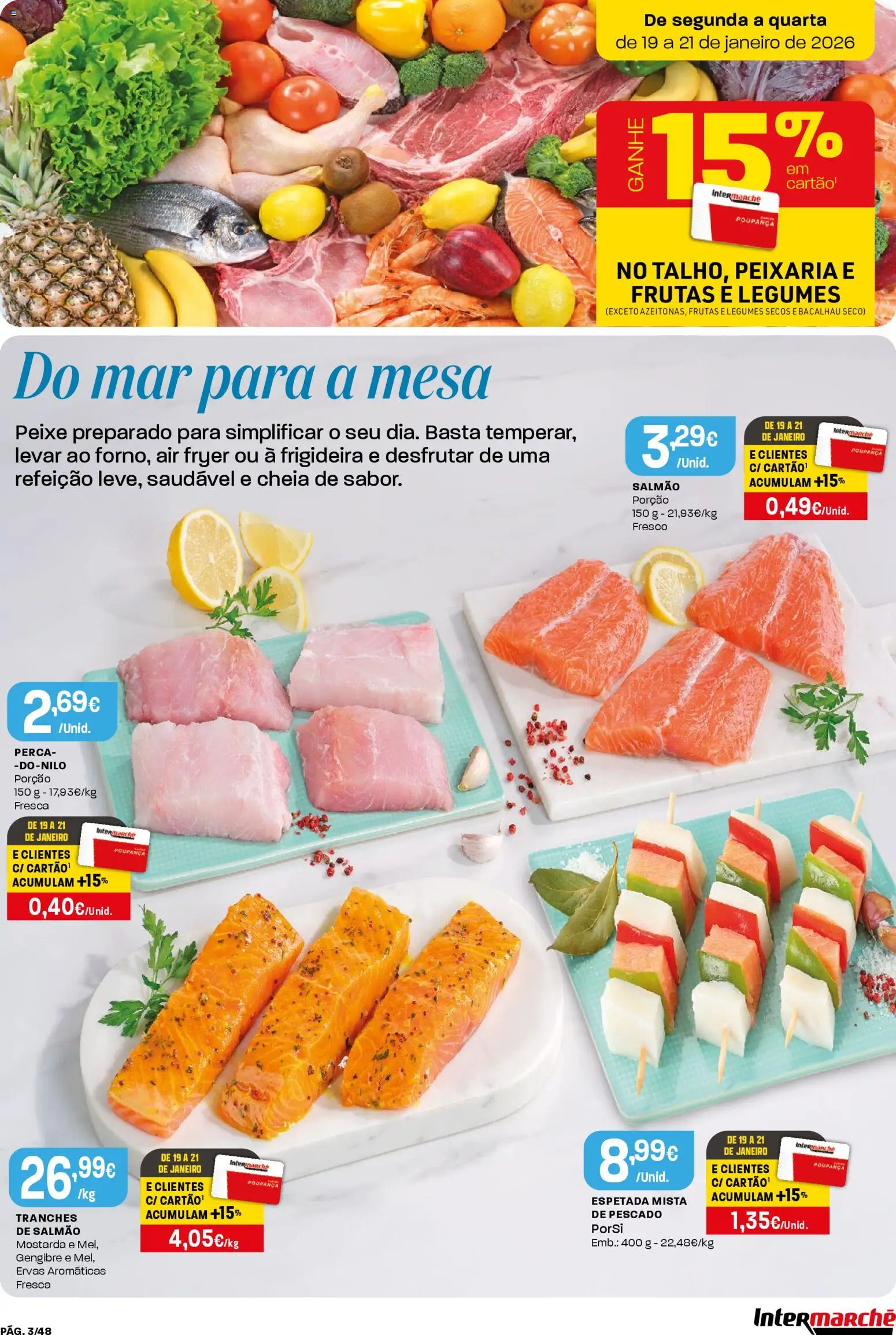 Intermarché folheto │ válido de 15.01.2026 | Página: 3 | Produtos: Air fryer, Frigideira, Salmão, Peixe