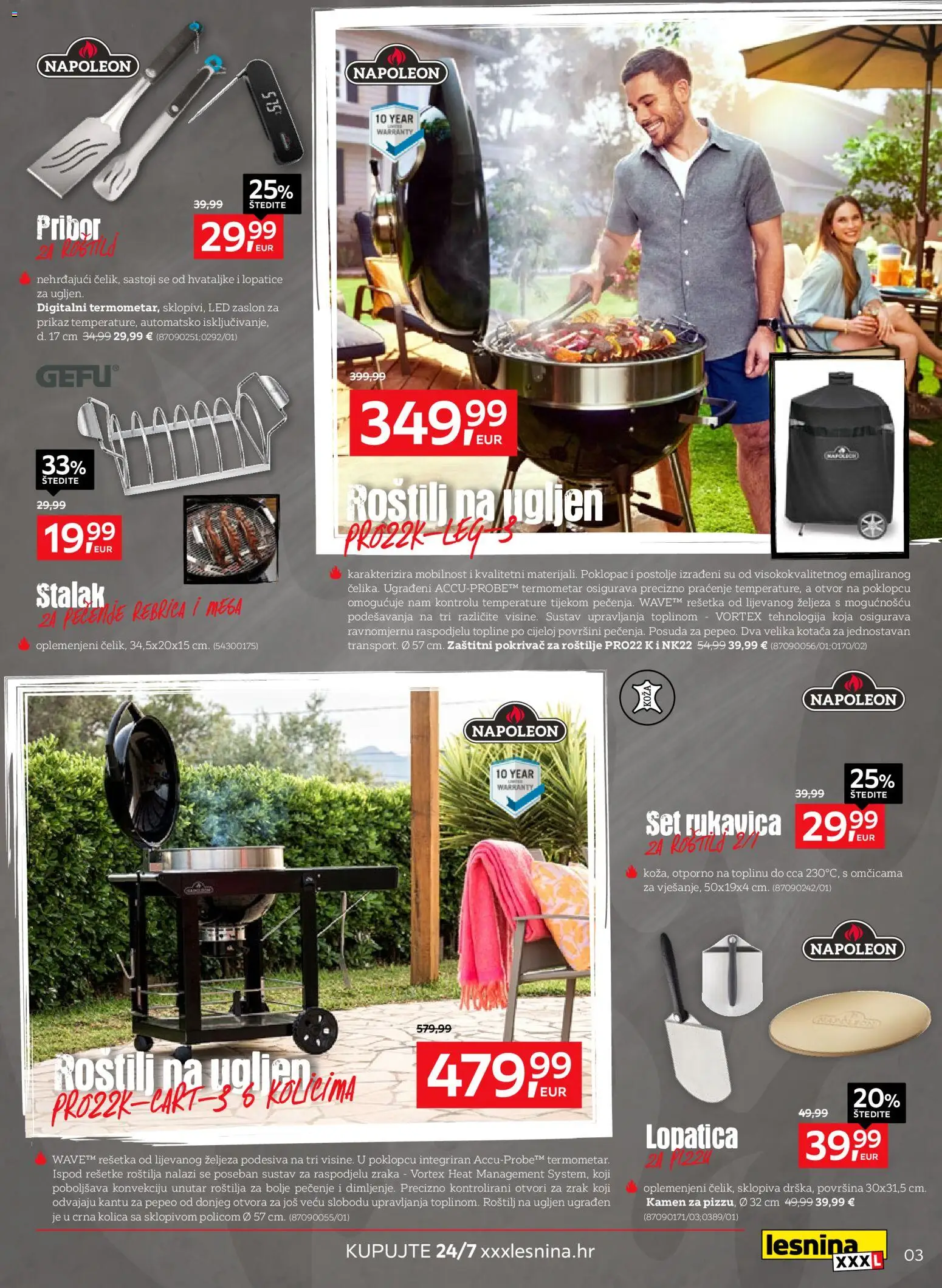 Lesnina katalog | vrijedi od 07.04.2026 | Stranica: 3 | Proizvodi: Roštilj, Termometar, Pokrivač, Kolica