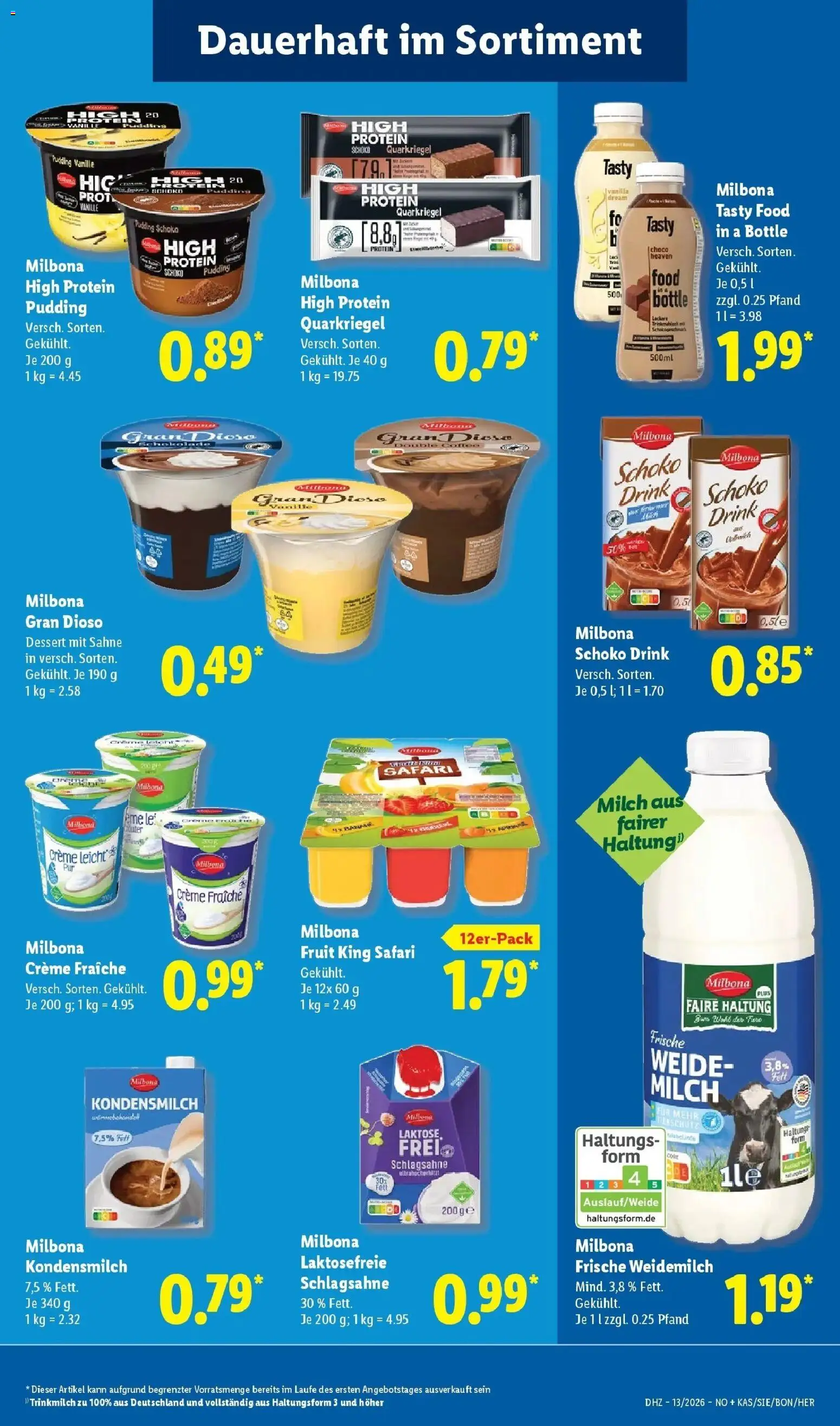 Lidl Prospekt Plettenberg – gültig ab 23.03.2026 | Seite: 21 | Produkte: High protein pudding, Schlagsahne, Milch, Sahne