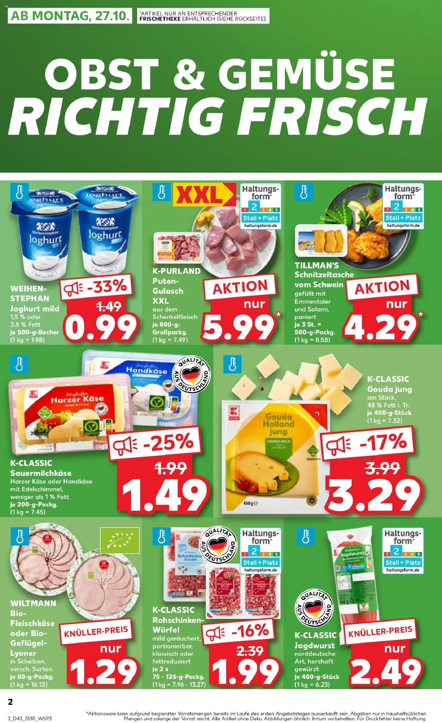 Kaufland prospekt Greifswald	 – gültig ab 27.10.2025 | Seite: 2 | Produkte: Joghurt, Gouda, Gemüse, Gulasch