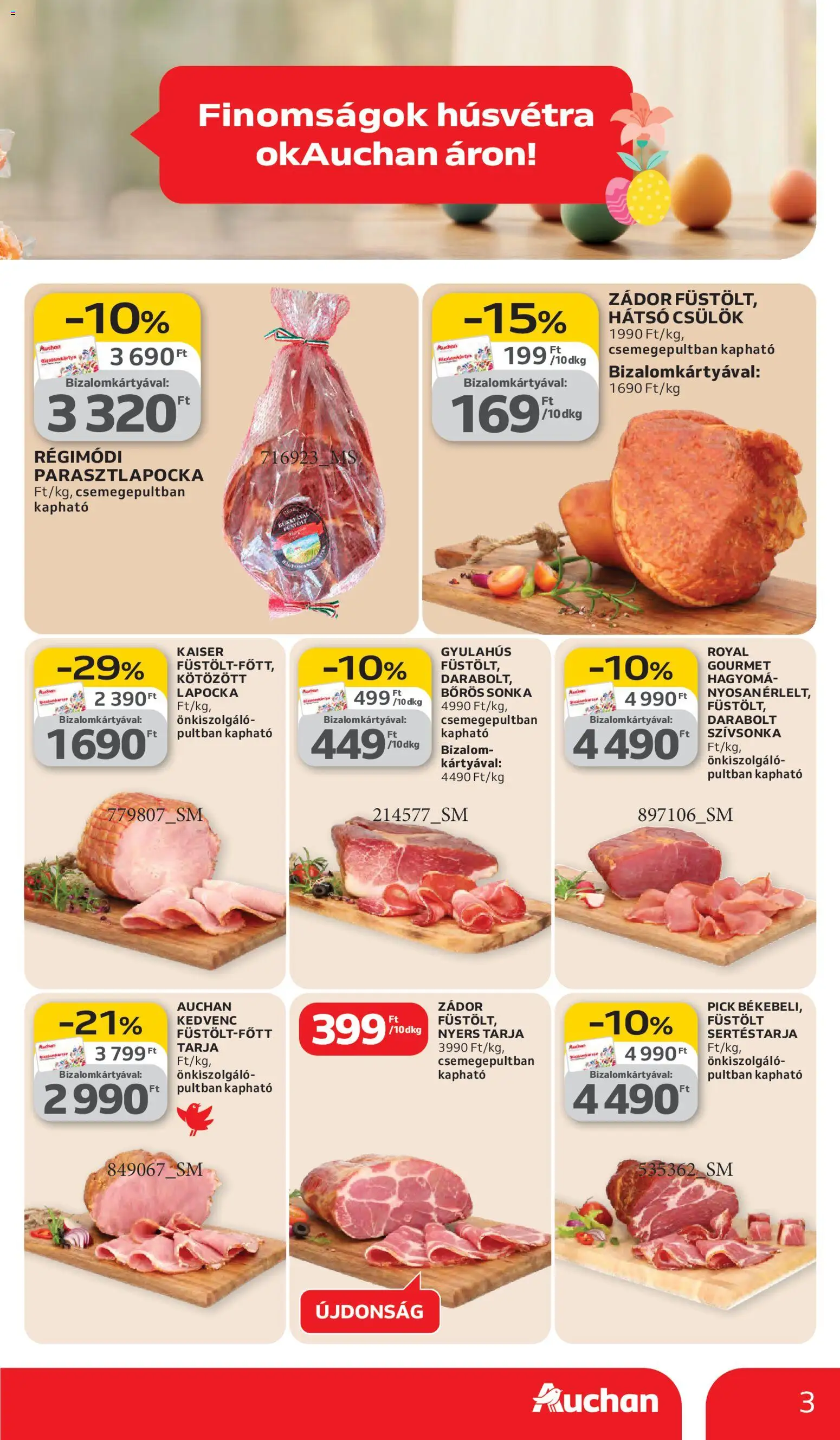 Auchan akciós ujság - amely érvényes a következő dátumtól: 05.03.2026 | Oldal: 3 | Termékek: Pick, Tarja, Sonka, Szívsonka