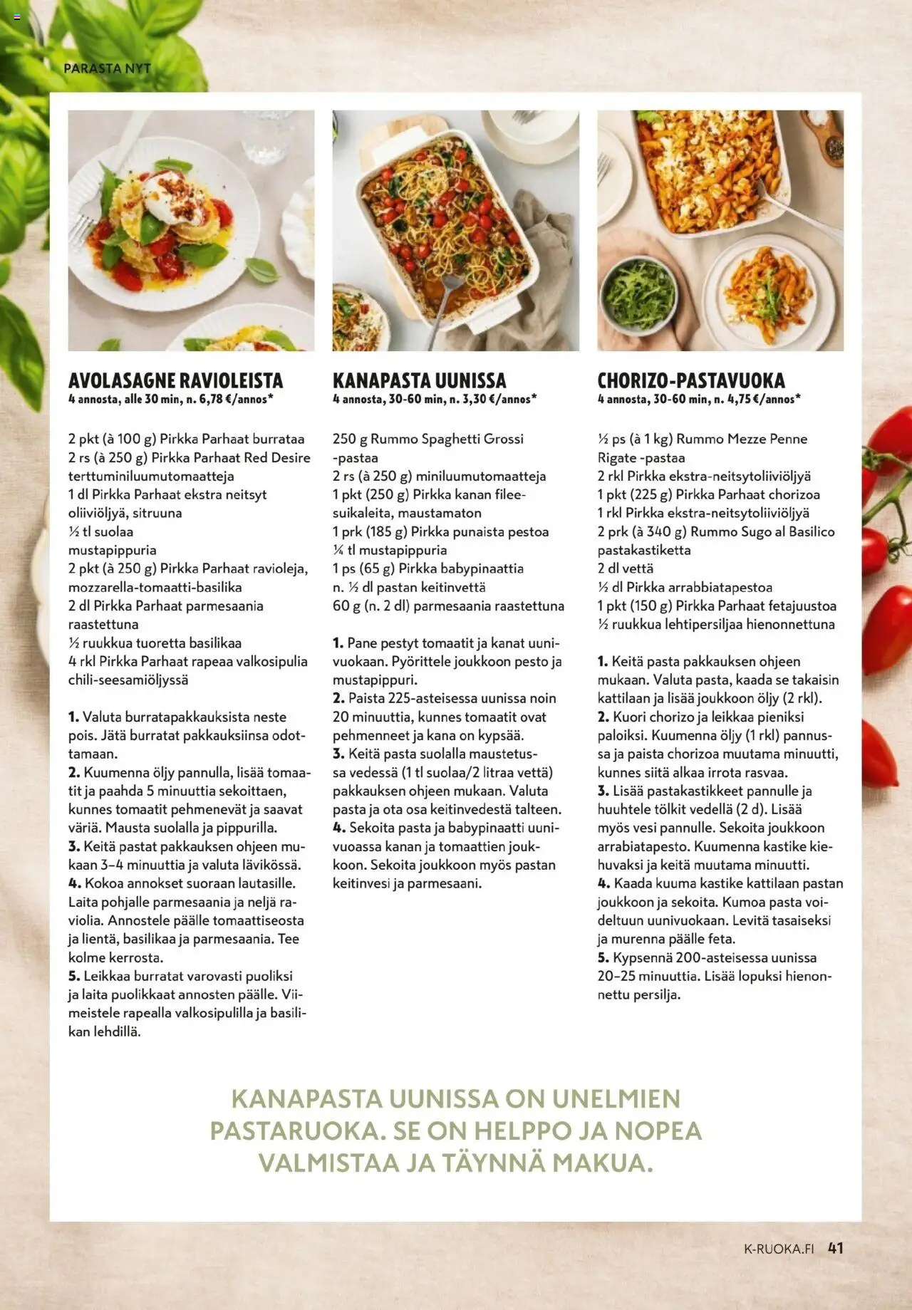 K-Supermarket - K-Ruoka – voimassa 01.10.2025 alkaen | Sivu: 41 | Tuotteet: Chorizo, Voi, Öljy, Pasta