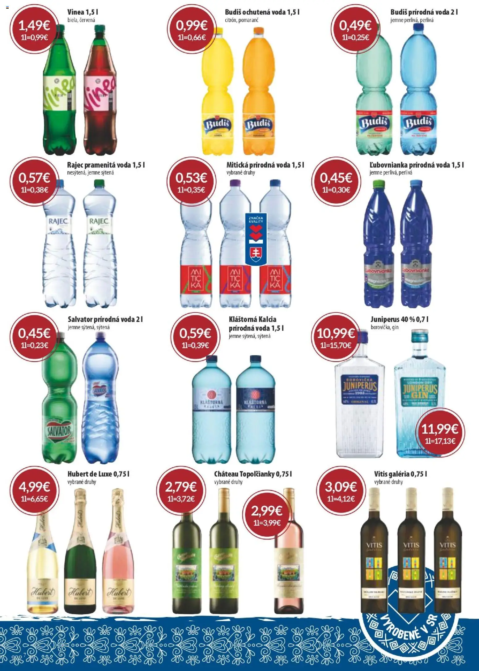 Nové CBA Komfos akcie – leták je platný od 07.05.2026 | Strana: 7 | Produkty: Borovička, Rajec, Gin, Vinea