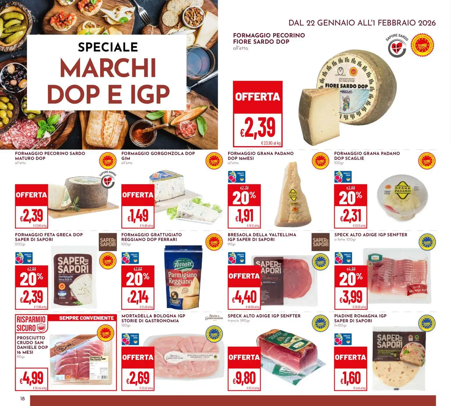 Volantino Pan del 22.01.2026 | Pagina: 18 | Prodotti: Bresaola, Formaggio, Feta, Parmigiano