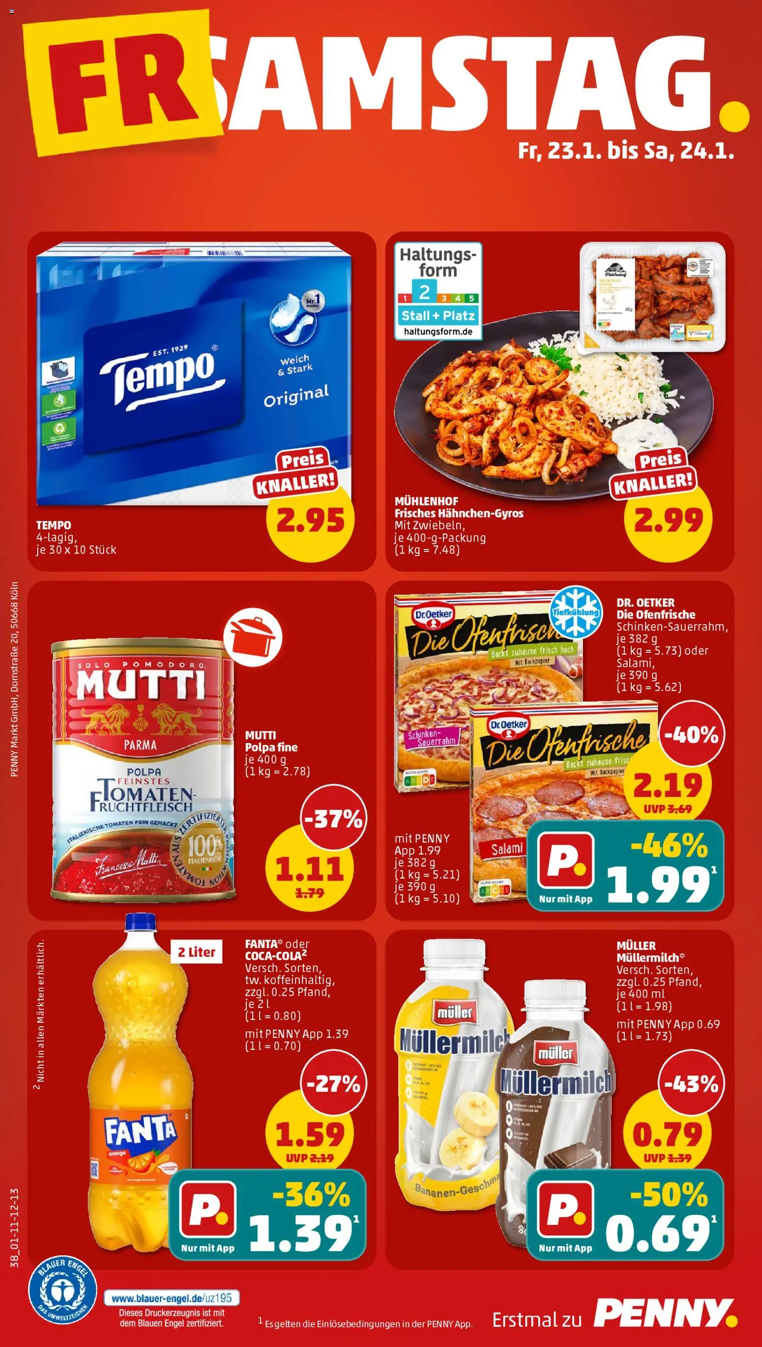 Penny Prospekt 	 – gültig ab 19.01.2026 | Seite: 40 | Produkte: Fanta, Tomaten, Tempo, Sauerrahm