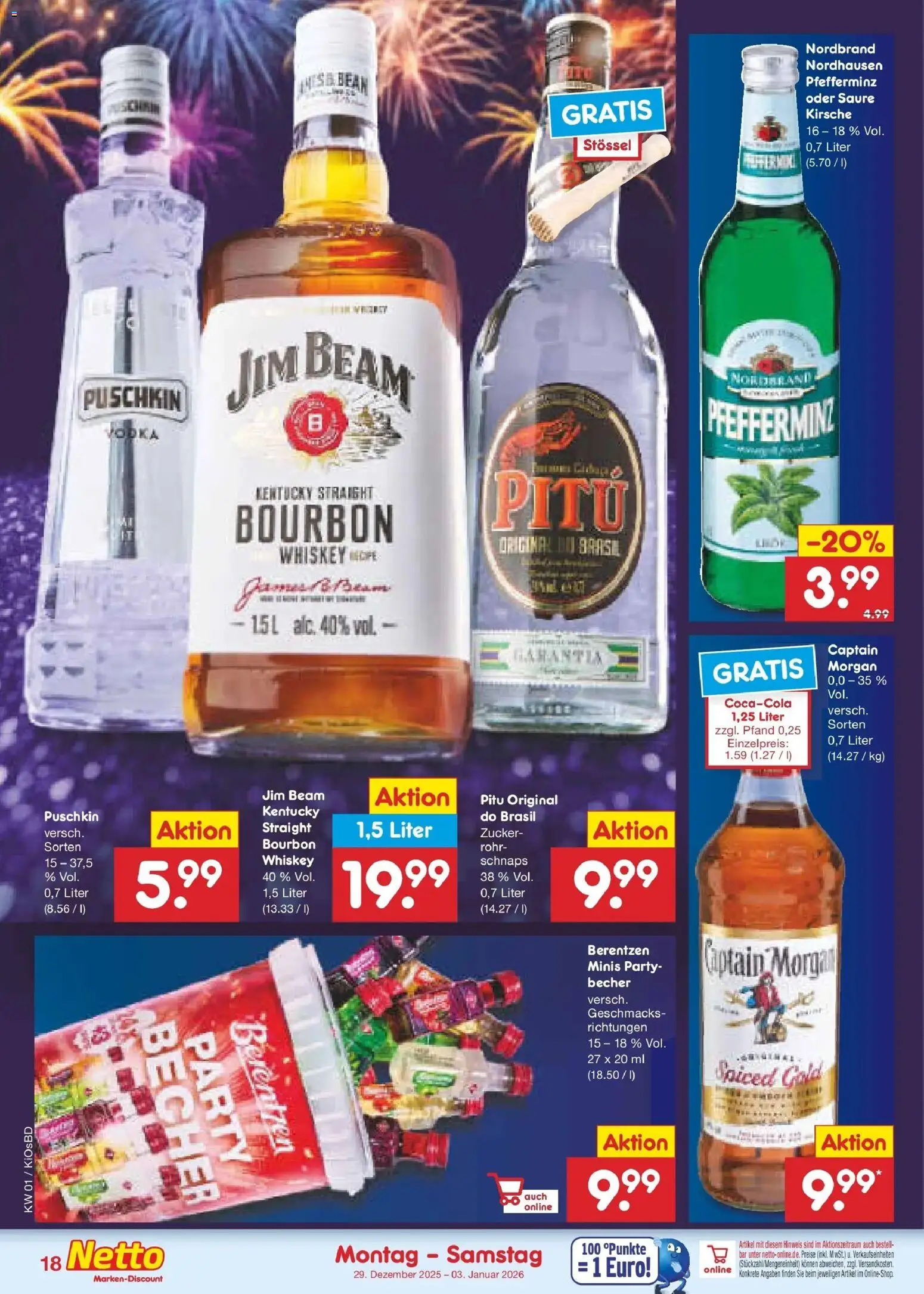 Netto Marken-Discount prospekt Mistelbach	 – gültig ab 28.12.2025 | Seite: 18 | Produkte: Jim beam, Schnaps, Zucker, Whiskey