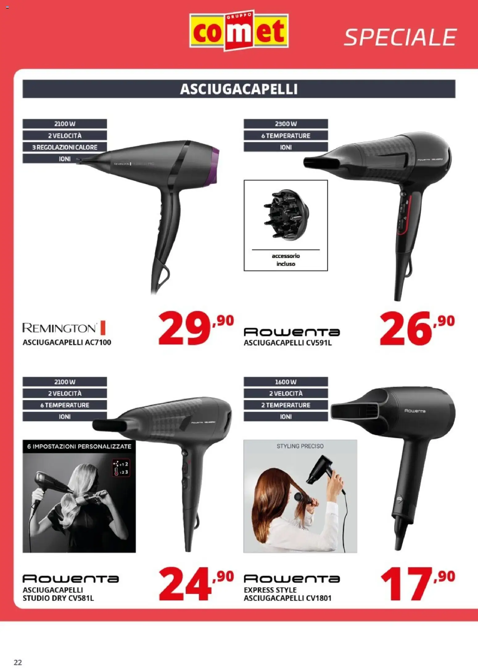 Volantino Comet del 09.01.2026 | Pagina: 22 | Prodotti: Asciugacapelli