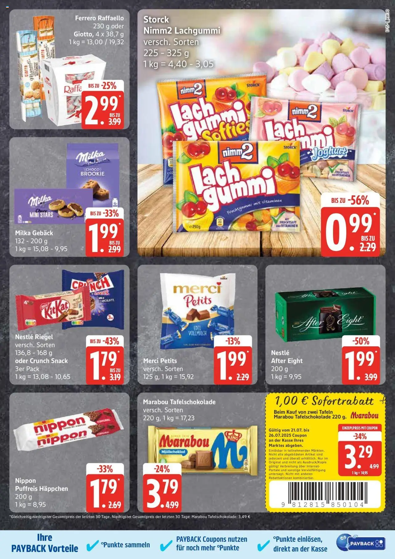 Edeka prospekt Bad Schwartau	 - gültig ab dem 20.07.2025 | Seite: 15 | Produkte: Raffaello, Merci, Milka, Fruchtsaft