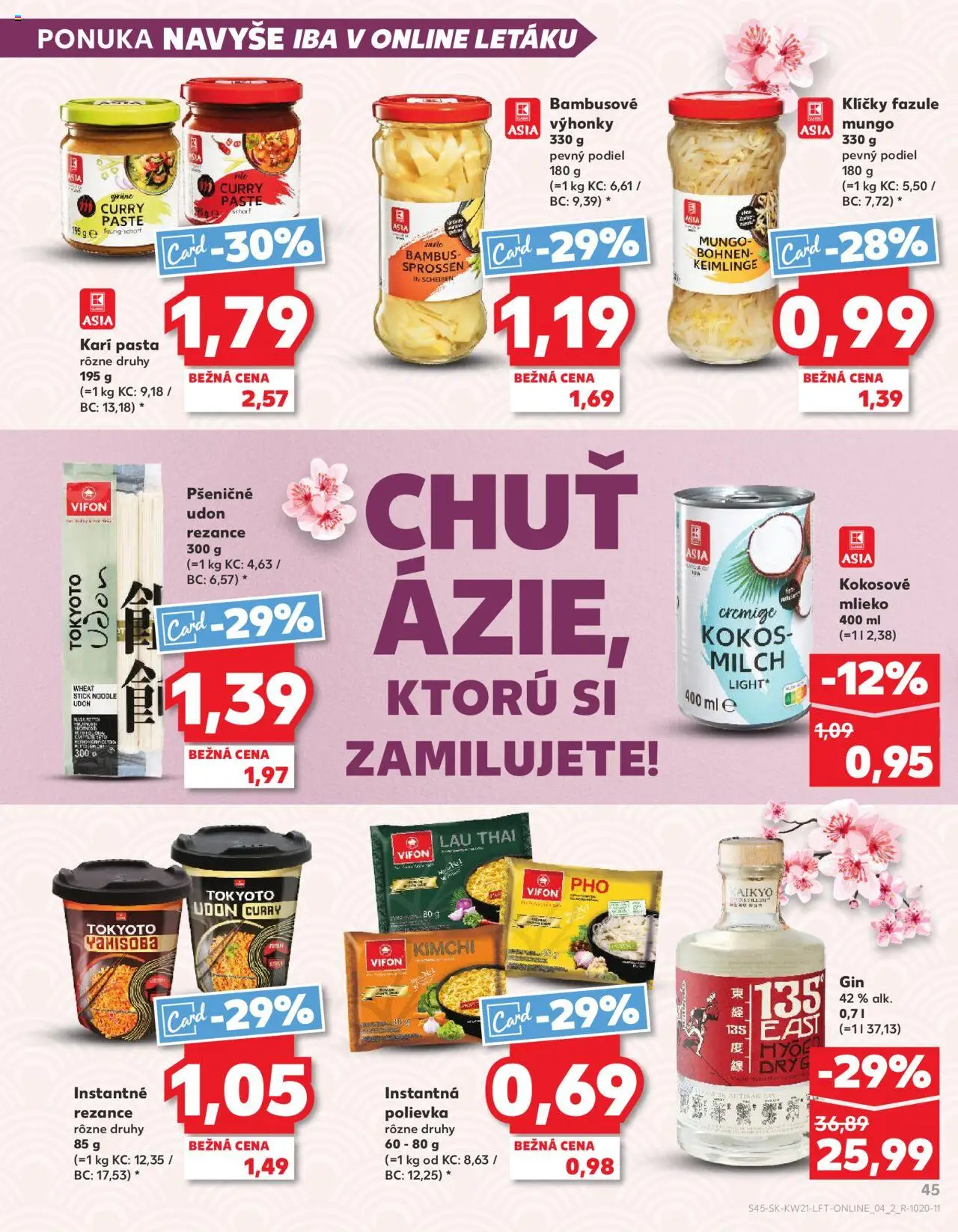 Nové Kaufland akcie – leták je platný od 22.05.2025 | Strana: 45 | Produkty: Mlieko, Kokosové mlieko, Rezance, Gin