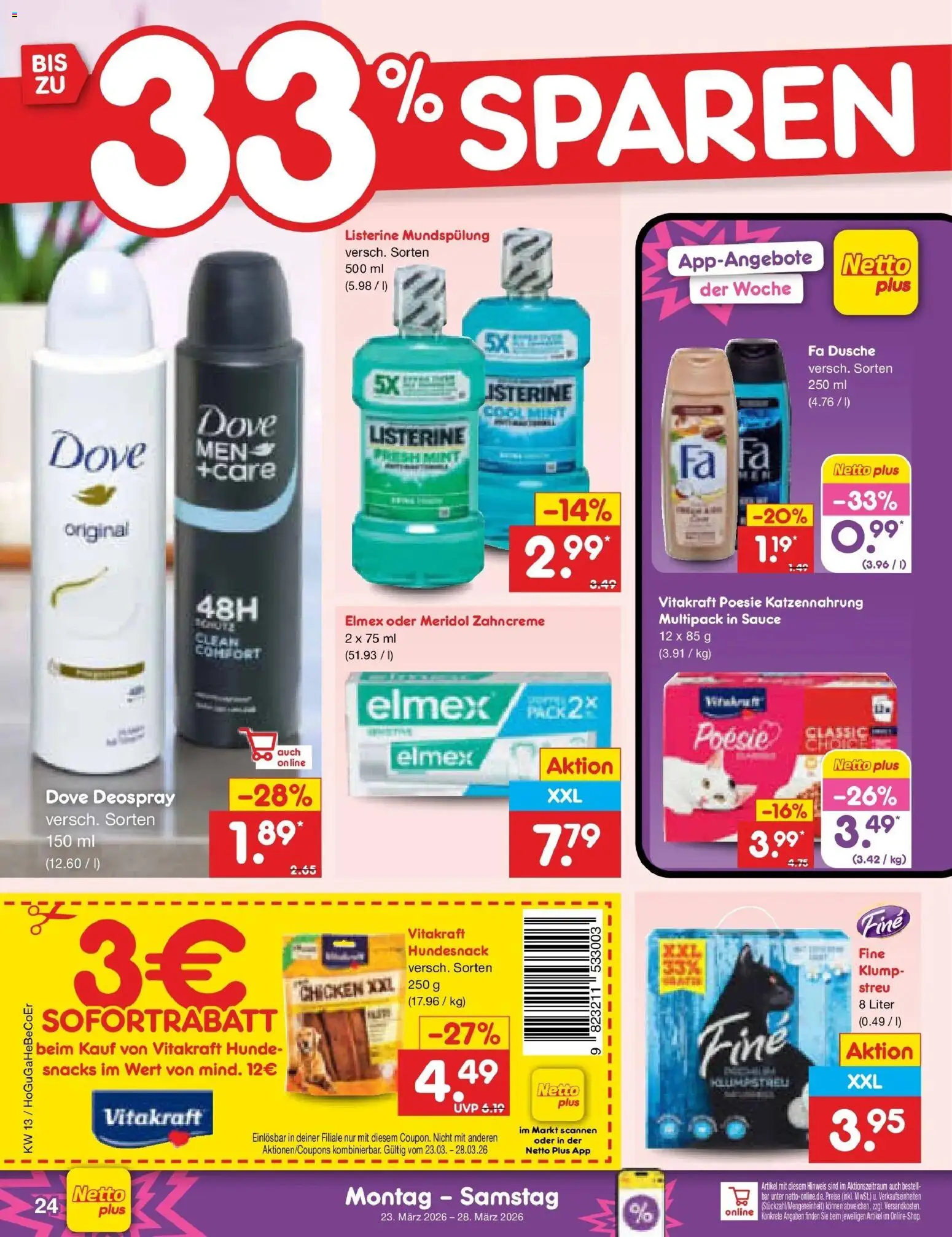 Netto Marken-Discount Prospekt Rodewisch	 – gültig ab 23.03.2026 | Seite: 32 | Produkte: Dusche, Deospray, Listerine