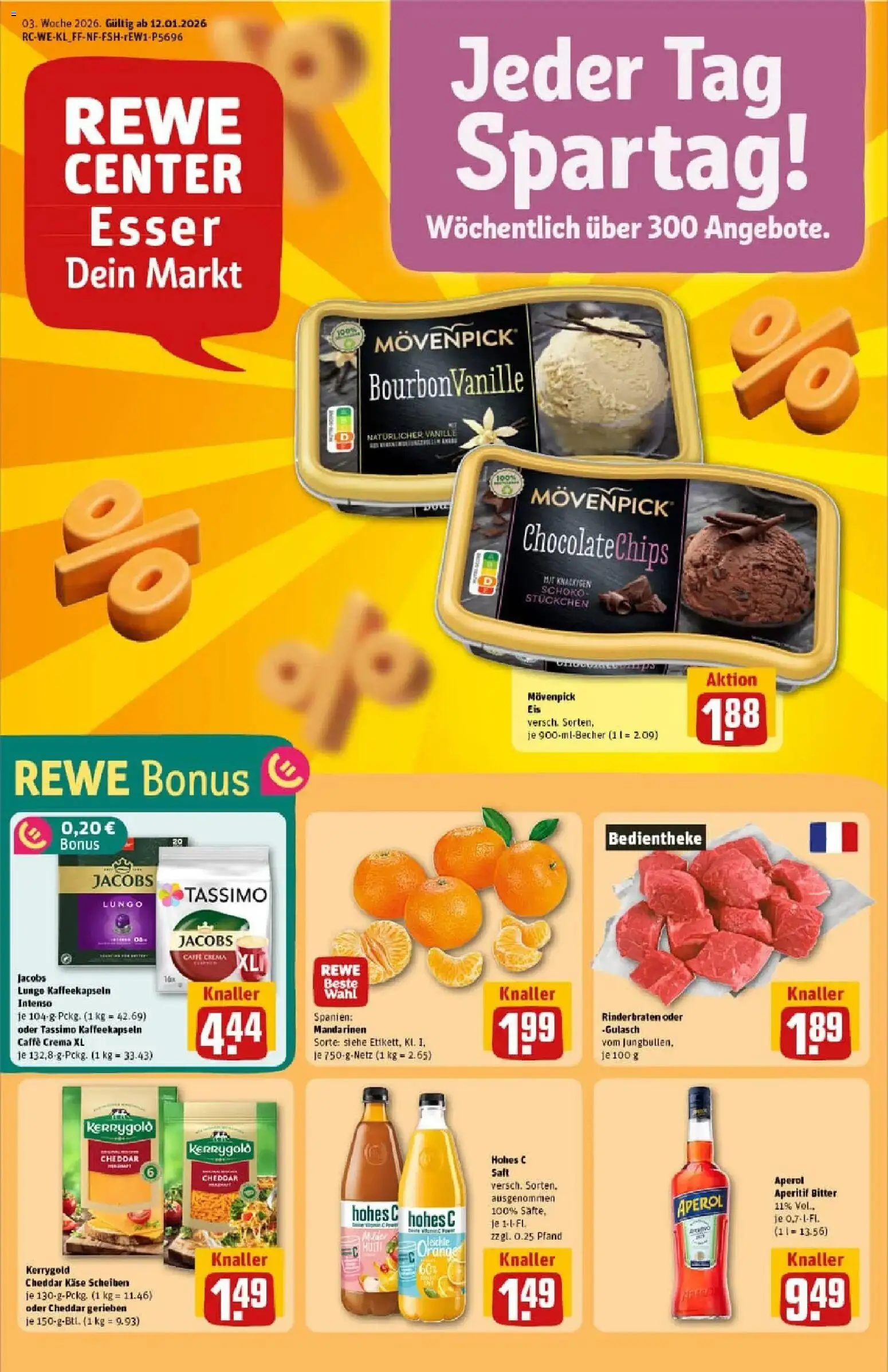 Rewe prospekt Rheinbach	 – gültig ab 11.01.2026 | Seite: 1 | Produkte: Rinderbraten, Käse, Aperol, Chips