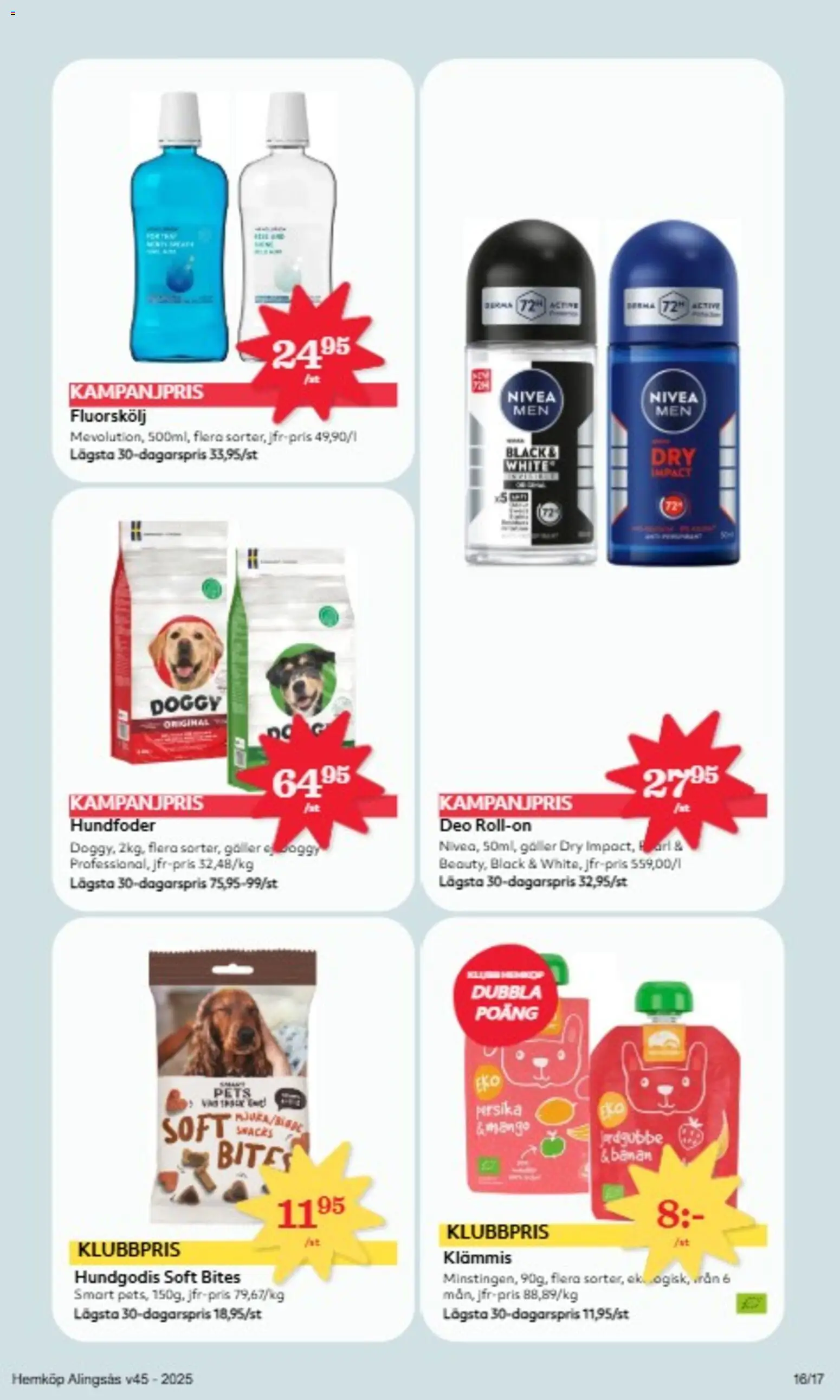 Hemköp reklamblad aktuell från 03.11.2025 | Sida: 16 | Produkter: Klämmis, Deodorant, Galler, Persika