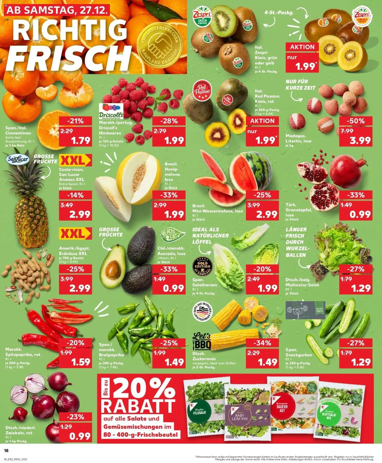 Kaufland prospekt Chemnitz	 – gültig ab 28.12.2025 | Seite: 18 | Produkte: Himbeeren, Erdnüsse, Avocado, Kiwi