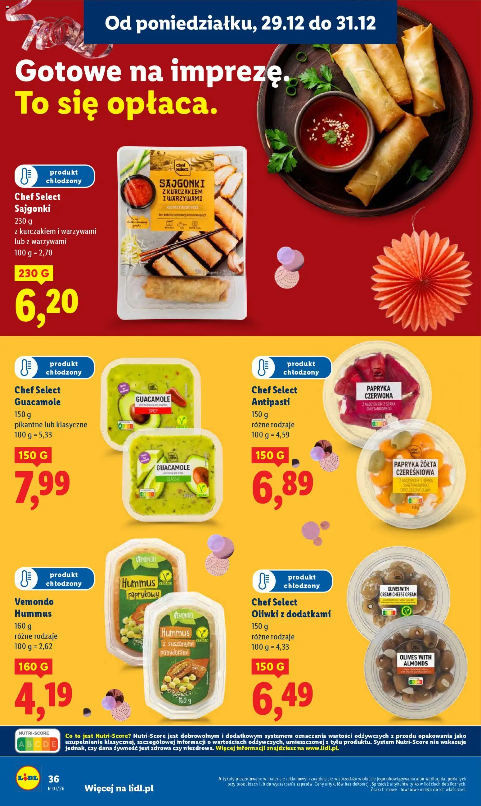 Lidl Gazetka od 29.12.2025 | Strona: 36 | Produkty: Cream cheese, Sajgonki, Papryka, Hummus