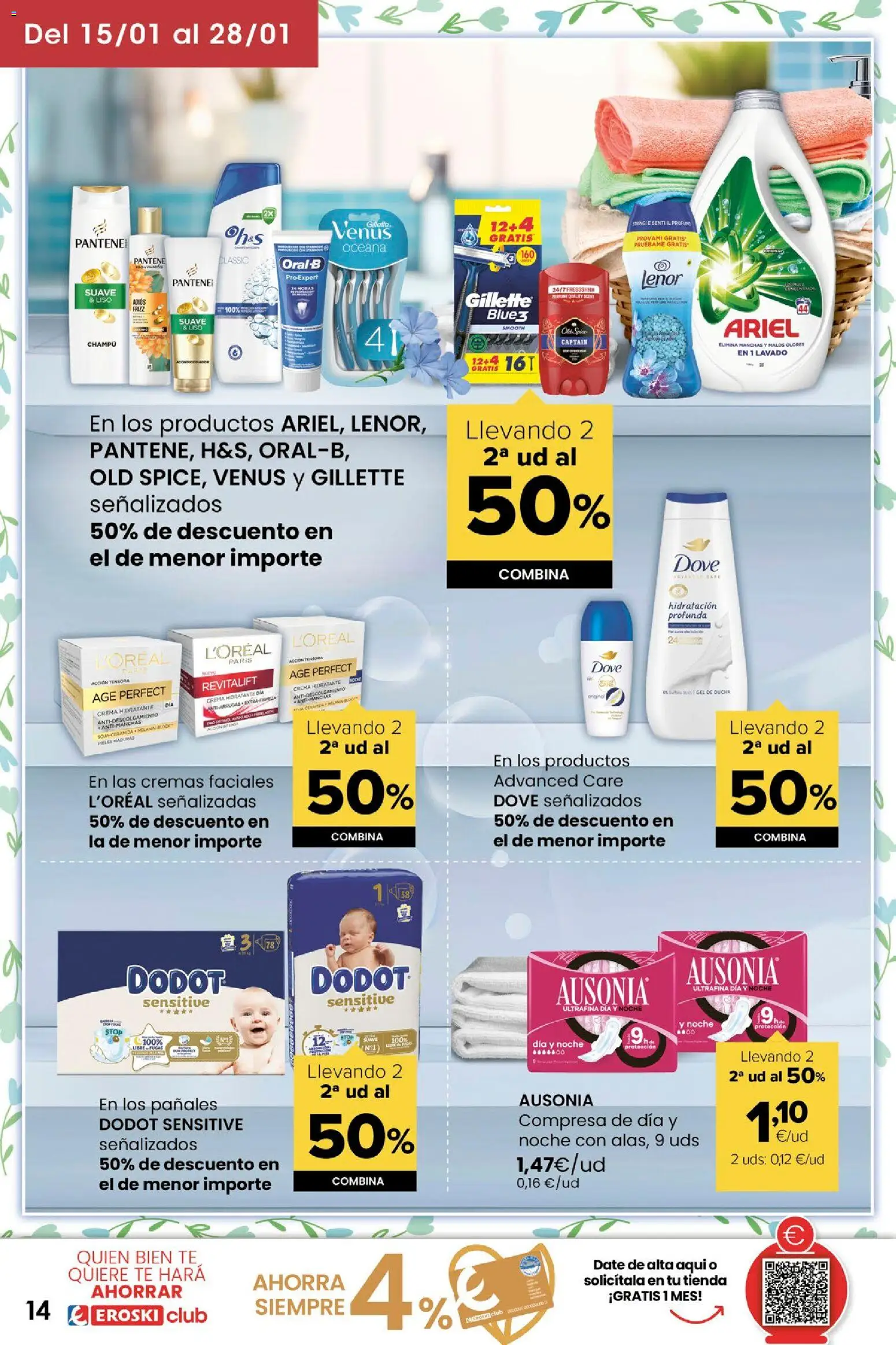Eroski folleto │ válido desde el 15.01.2026 | Página: 14 | Productos: Champú, Crema, Té, Ducha