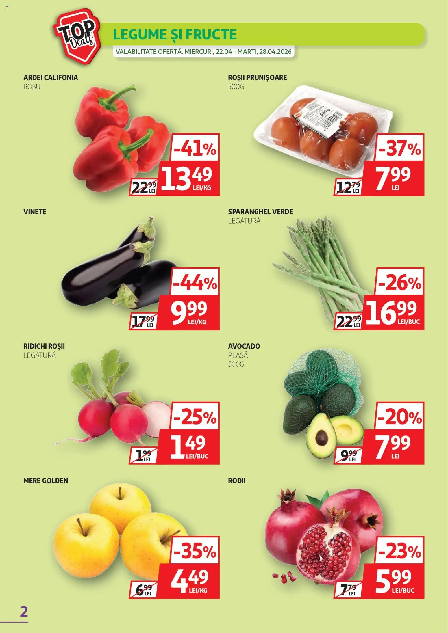 Noul catalog Auchan – valabil de la 22.04.2026 | Pagină: 2 | Produse: Ardei, Mere, Roșii, Legume