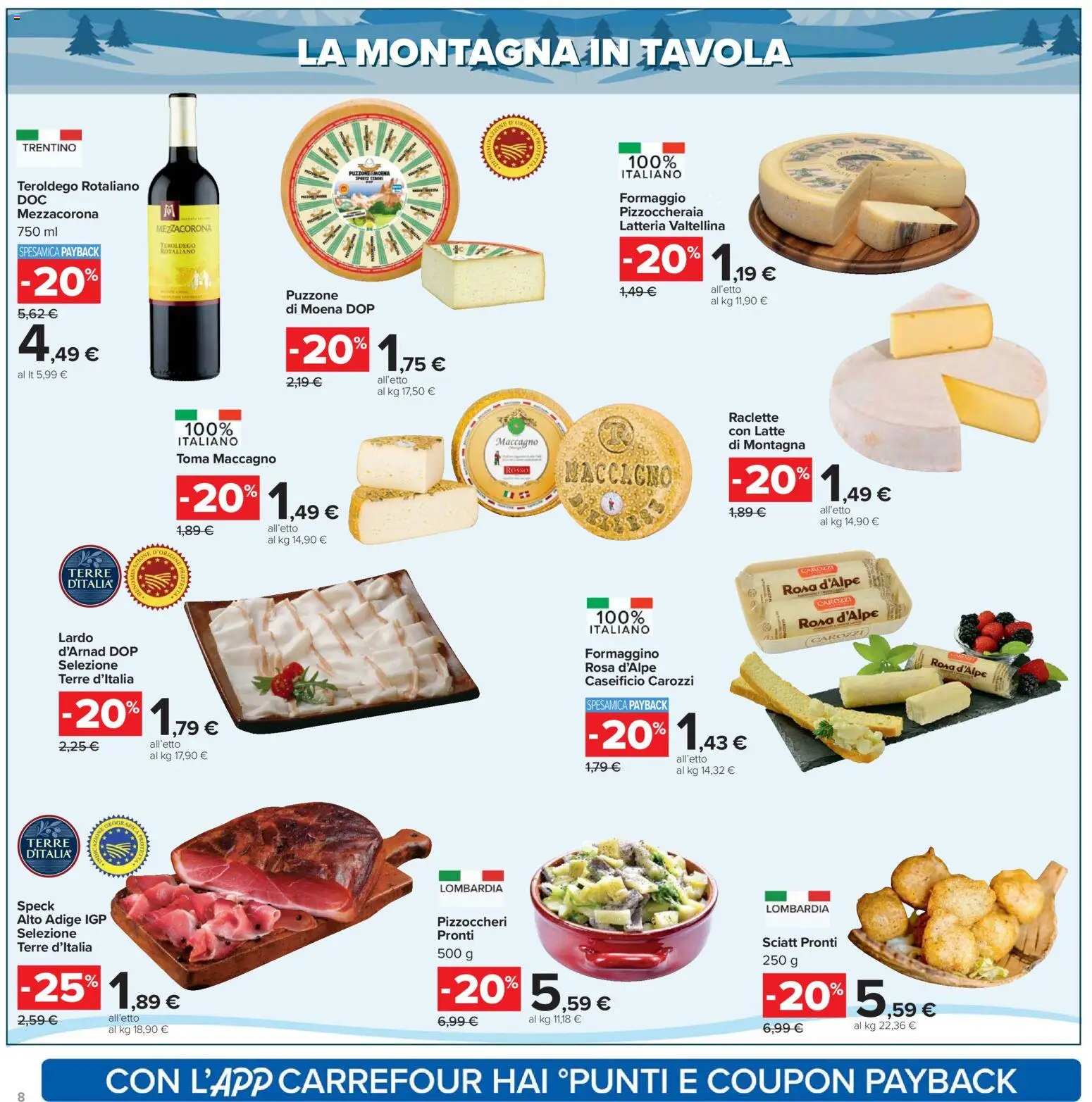 Volantino Carrefour del 17.02.2026 | Pagina: 8 | Prodotti: Speck, Latte, Formaggio